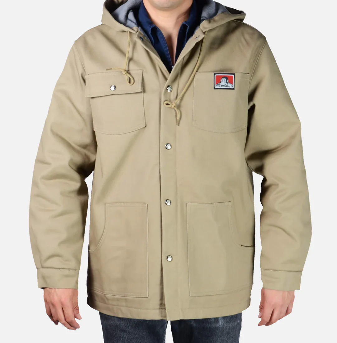 BEN DAVIS "ORIGINAL" HOODED SNAP JACKET (KHAKI)