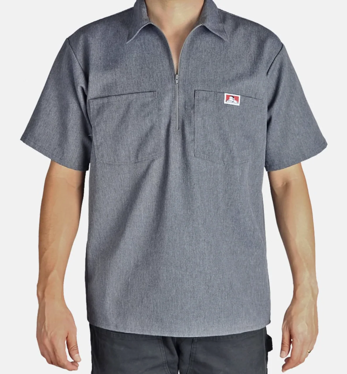 BEN DAVIS "S/S SOLID" 1/4 ZIP TEE (CHARCOAL HEATHER)