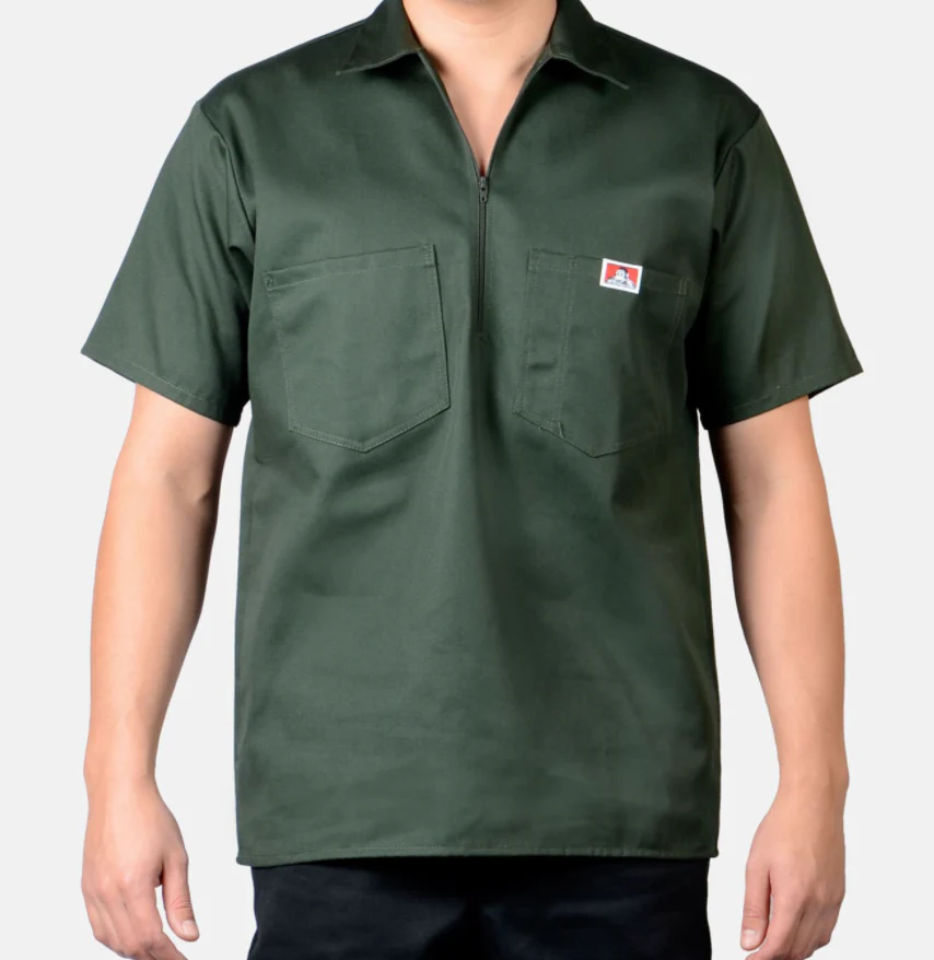 BEN DAVIS "S/S SOLID" 1/4 ZIP TEE (OLIVE GREEN)