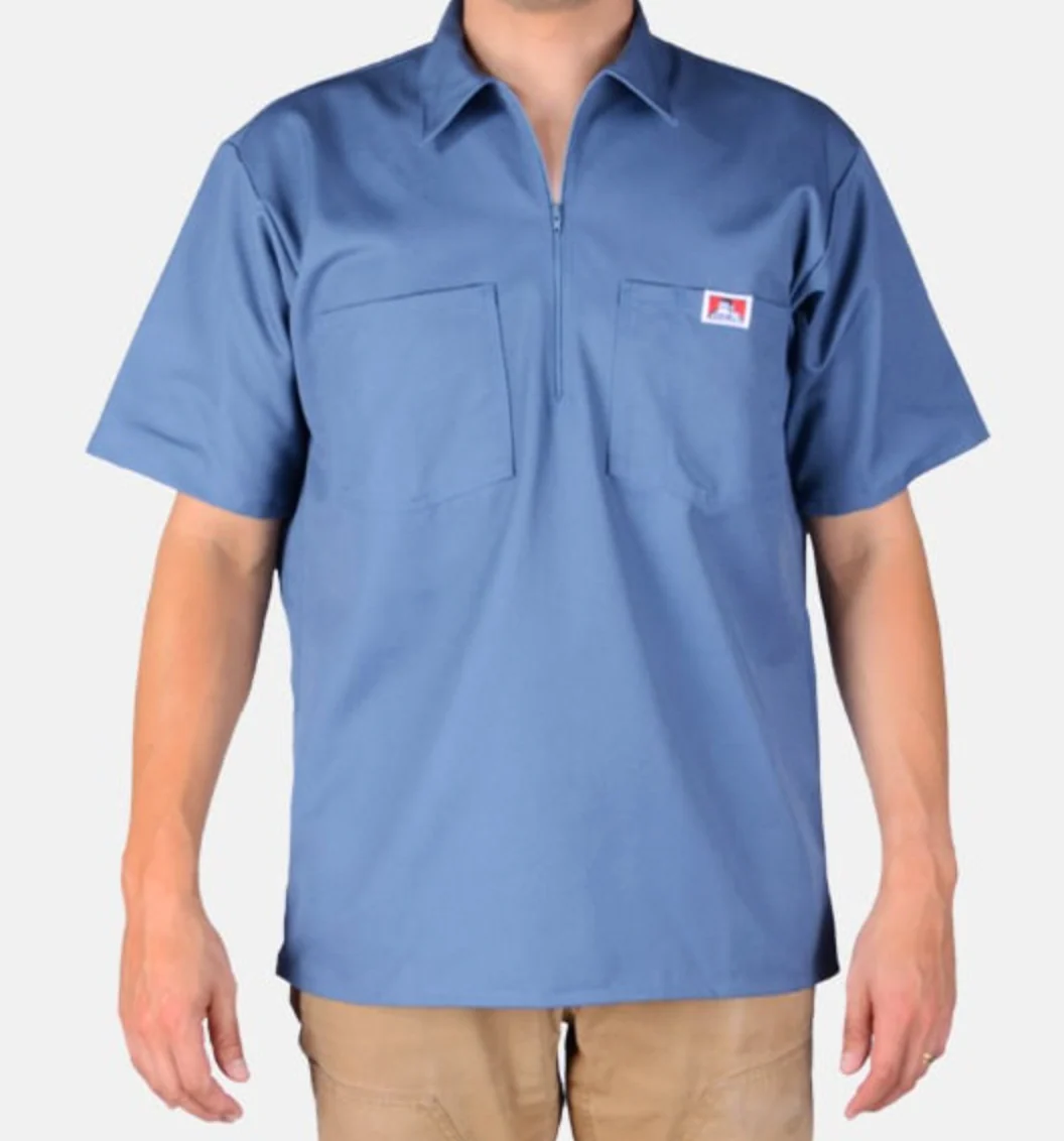 BEN DAVIS "S/S SOLID" 1/4 ZIP TEE (STEEL BLUE)