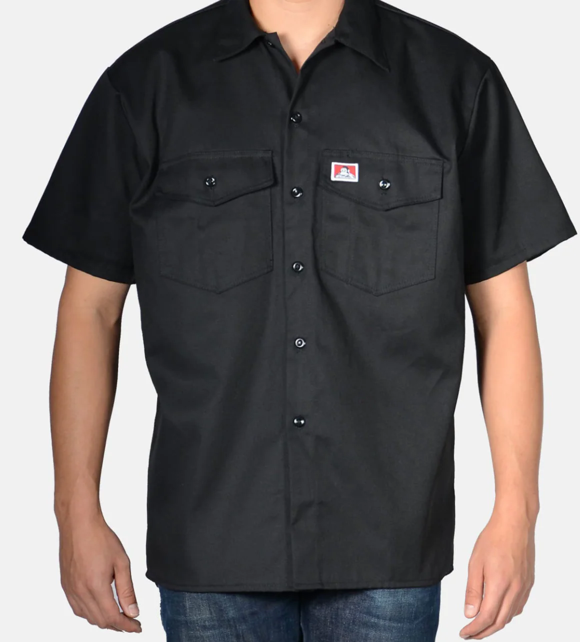 BEN DAVIS "S/S SOLID" BUTTON UP TEE (BLACK)