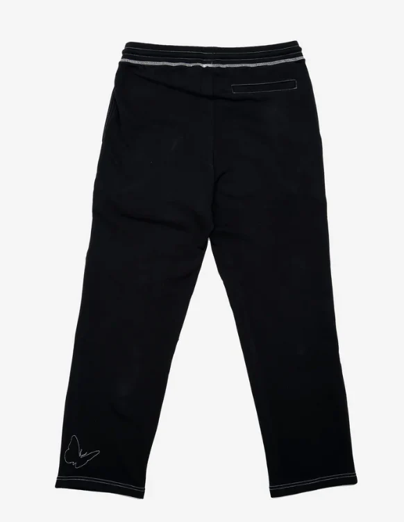 FELT "CONTRAST STITCHING" SWEATPANTS (BLACK) - Image 2