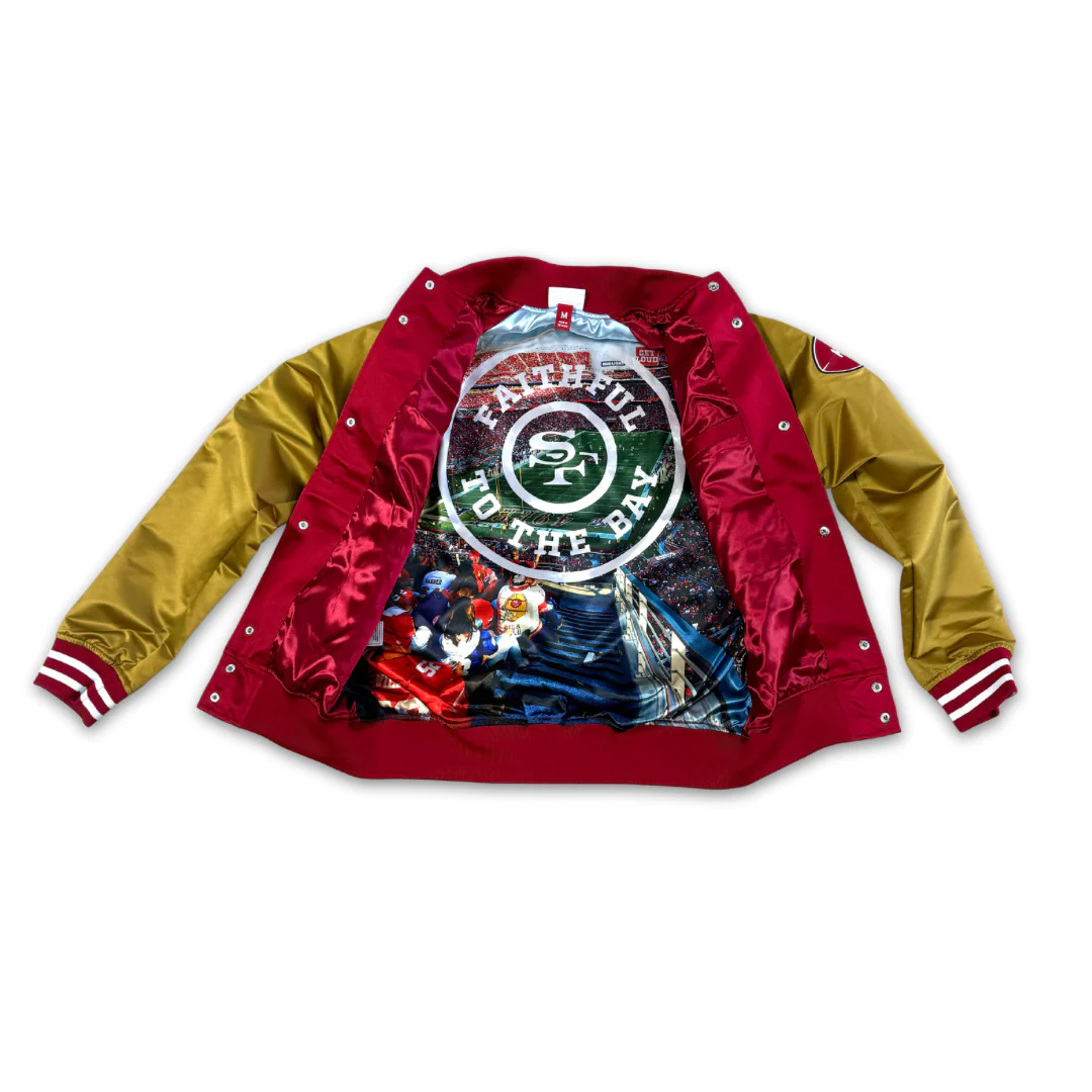 M&N "BLOCKED" SF 49ERS VARSITY JACKET (RED/GOLD) - Image 3