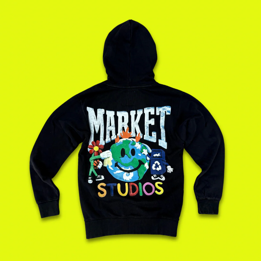 MARKET "SMILEY STUDIOS" HOODY (WASHED BLACK) - Image 2