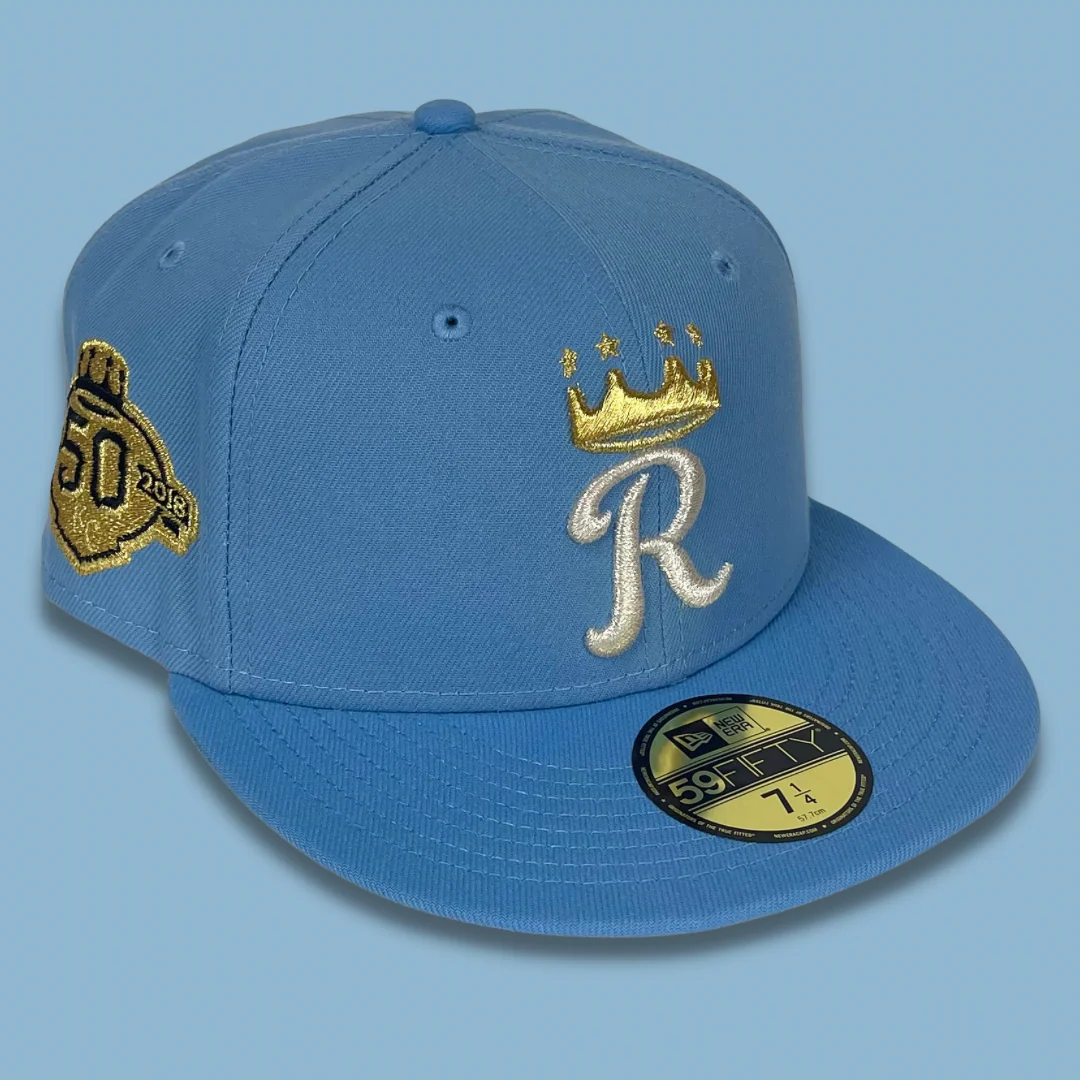 NEW ERA "10 POUNDS OF GOLD" KANSAS CITY ROYALS FITTED HAT (SKY BLUE/SONGBIRD BLUE) - Image 5
