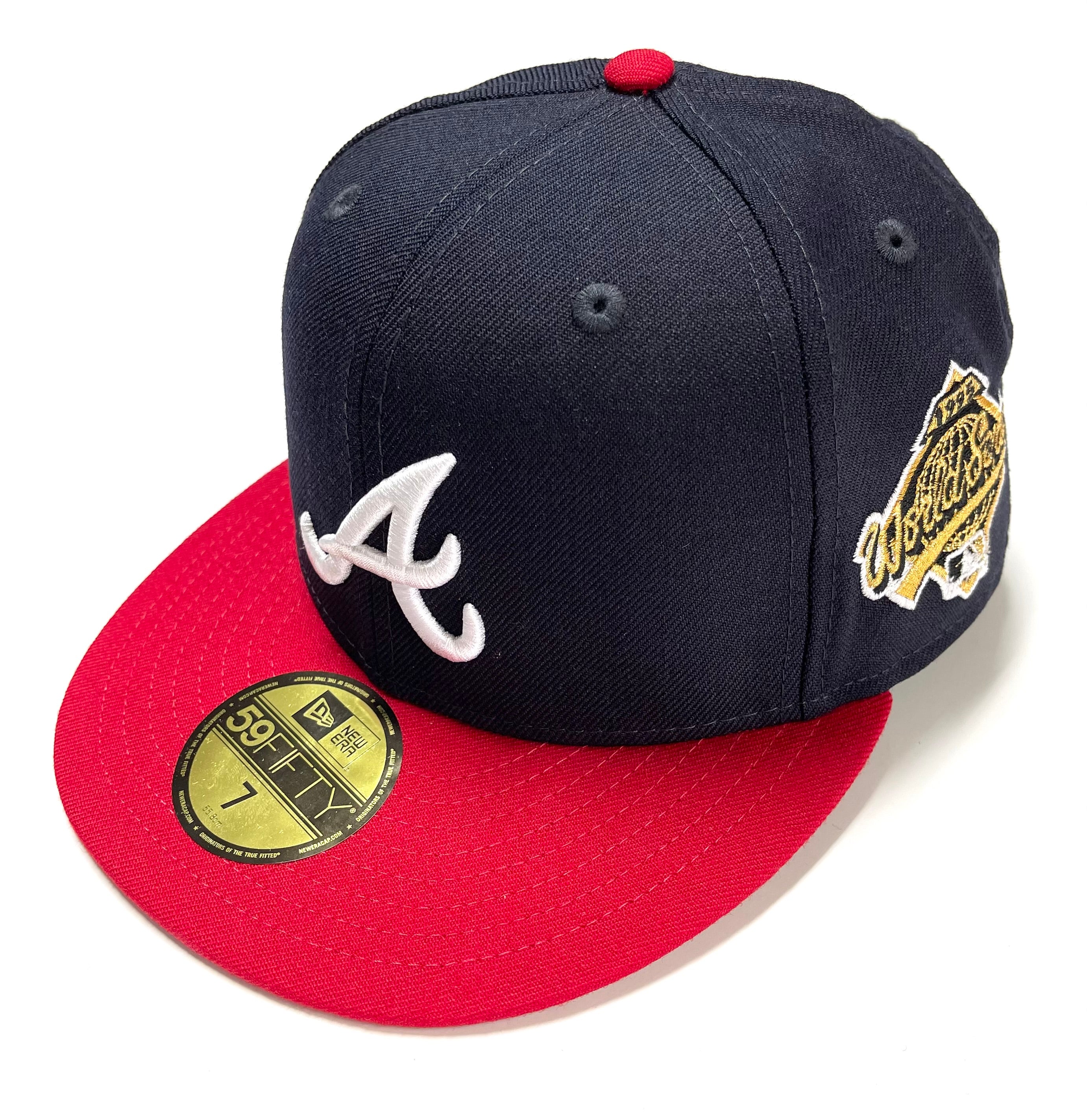 NEW ERA "1995 WS SIDE PATCH" ATLANTA BRAVES FITTED HAT (NAVY/RED)
