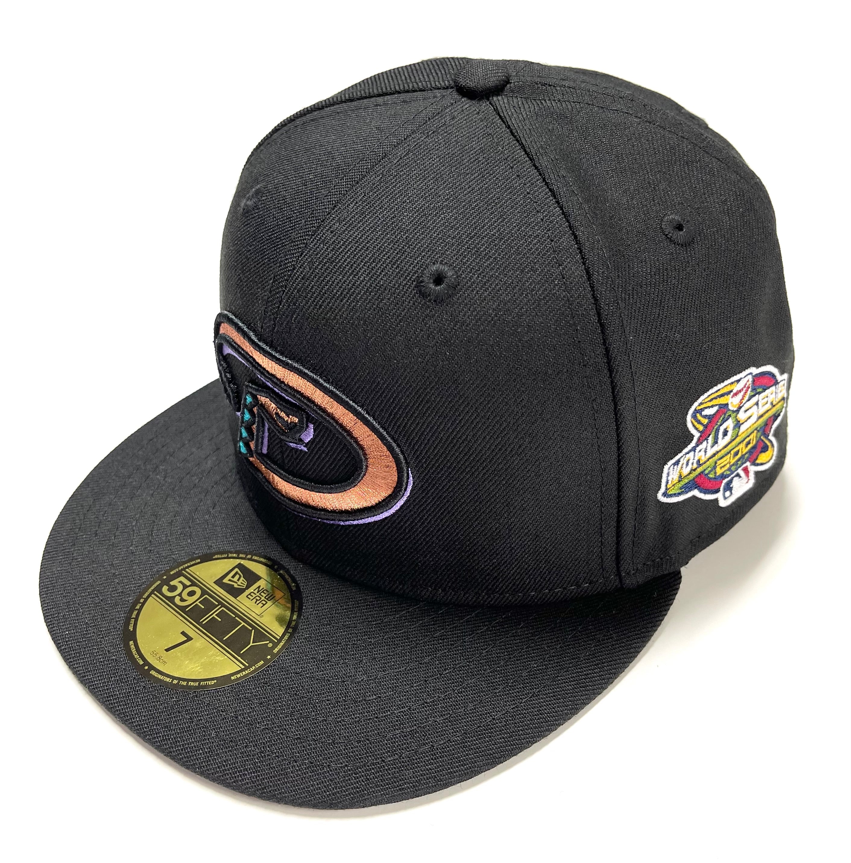 NEW ERA "2001 WS SIDE PATCH" ARIZONA DIAMONDBACKS FITTED HAT (BLACK) (SIZE 8)