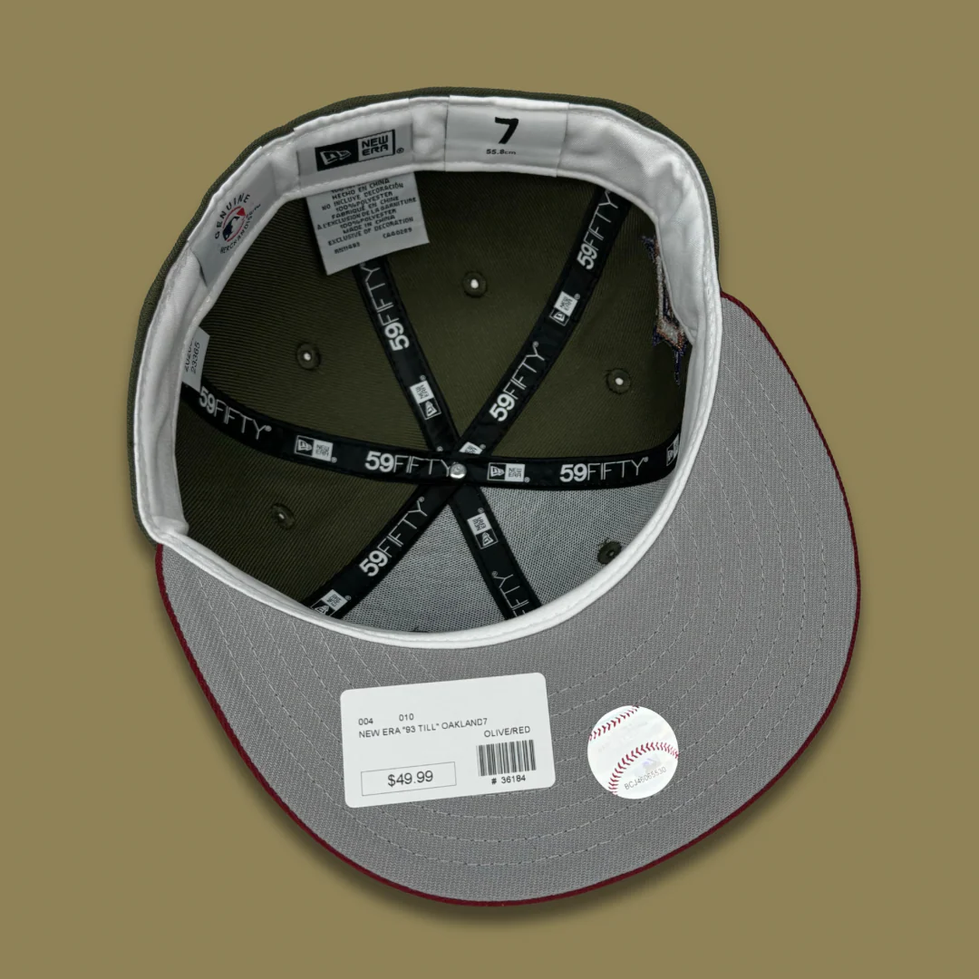 NEW ERA “93 TILL" OAKLAND A'S FITTED HAT (OLIVE/RED)f - Image 4