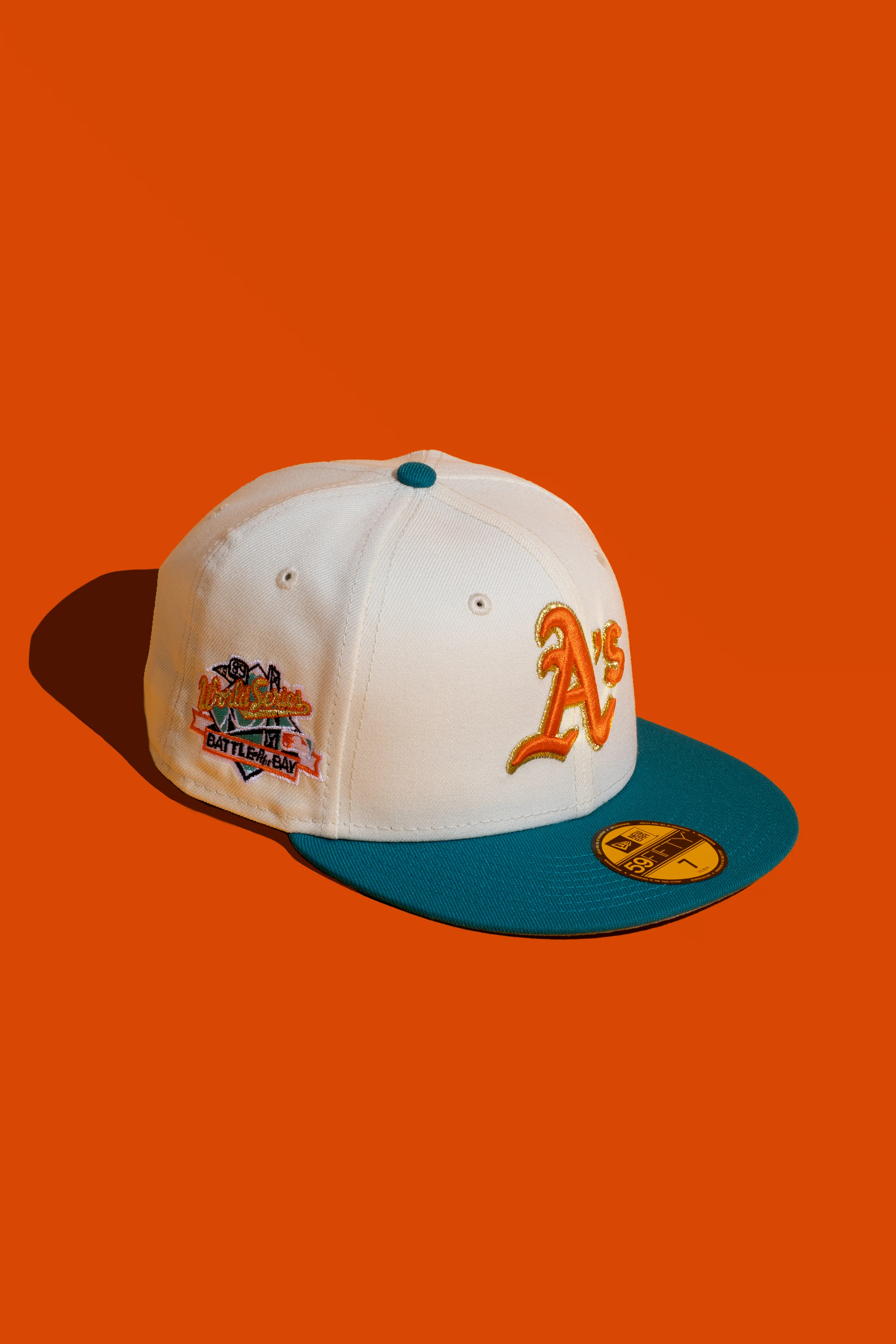 NEW ERA "AC" OAKLAND A'S FITTED HAT (CHROME/TURQUIOSE)