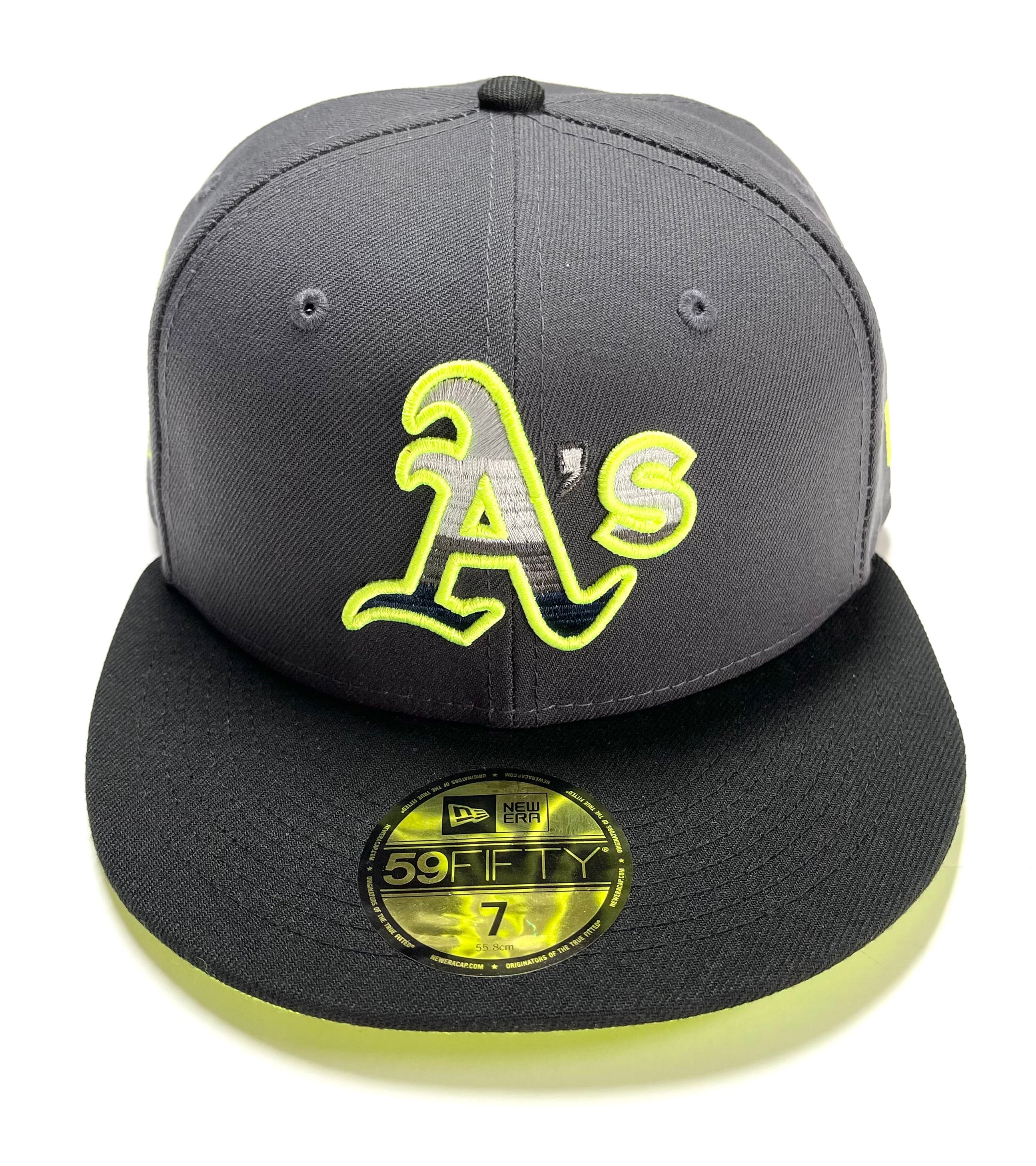 NEW ERA "AM95" OAKLAND A'S FITTED HAT (DARK GRAPHITE/BLACK) (SIZE 7 3/8) - Image 2