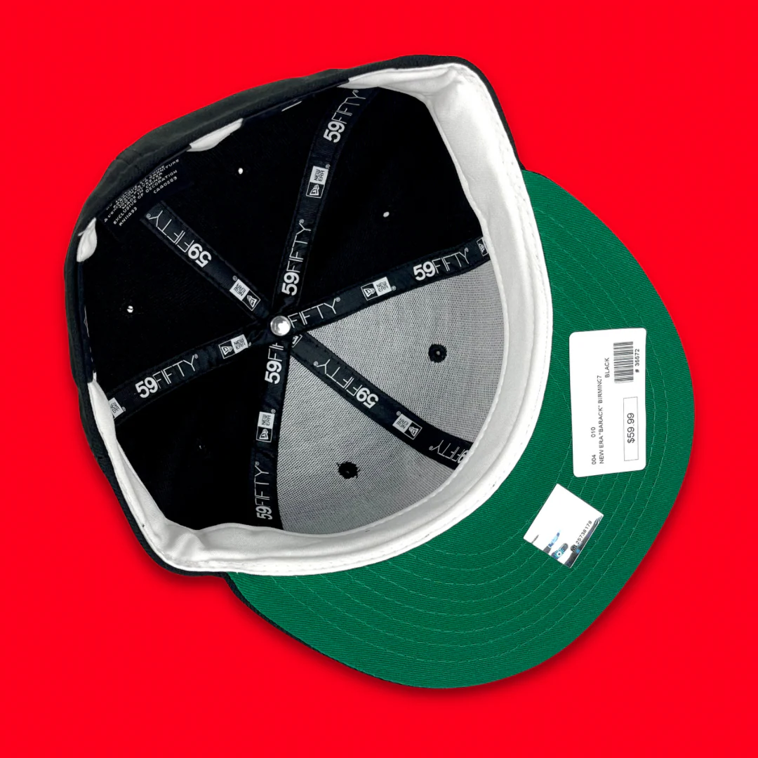 NEW ERA "SECRET SERVICE" BIRMINGHAM BARONS FITTED HAT (BLACK/METALLIC RED & BLUE) - Image 4