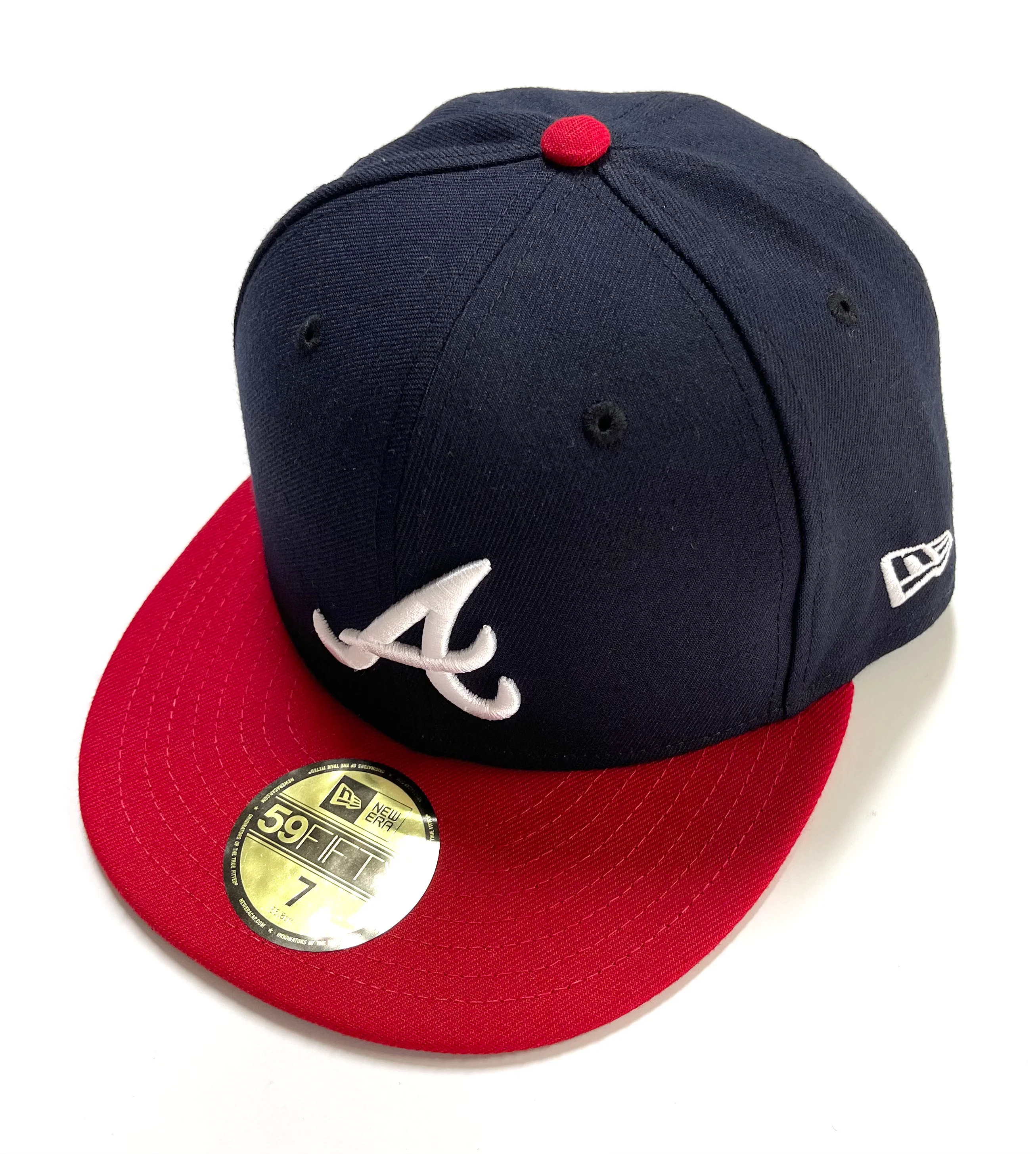 NEW ERA "BASIC ON FIELD" ATLANTA BRAVES  FITTED HAT (NAVY/RED) (SIZE 7, 7 1/2 & 7 5/8)