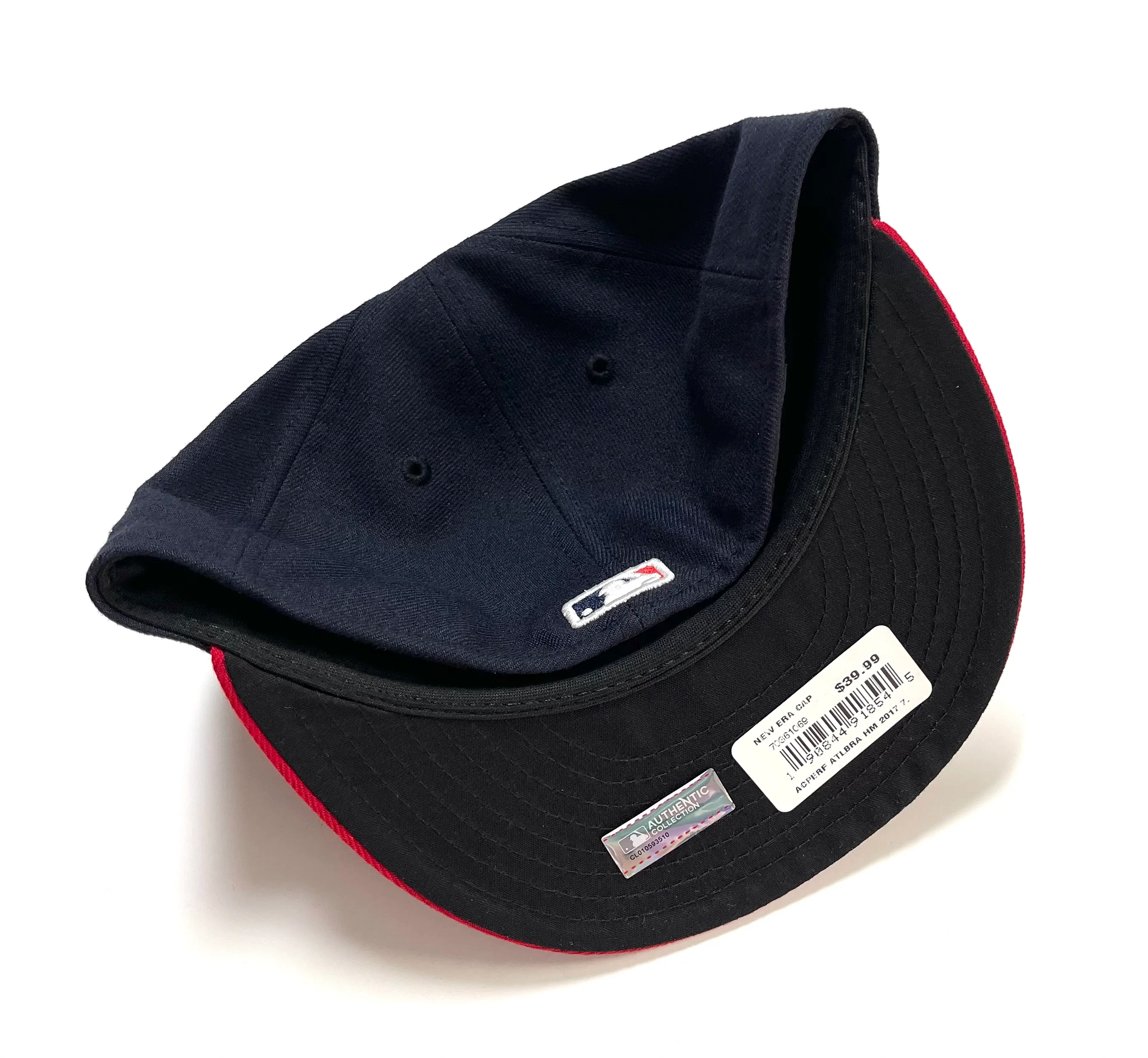 NEW ERA "BASIC ON FIELD" ATLANTA BRAVES  FITTED HAT (NAVY/RED) (SIZE 7, 7 1/2 & 7 5/8) - Image 2