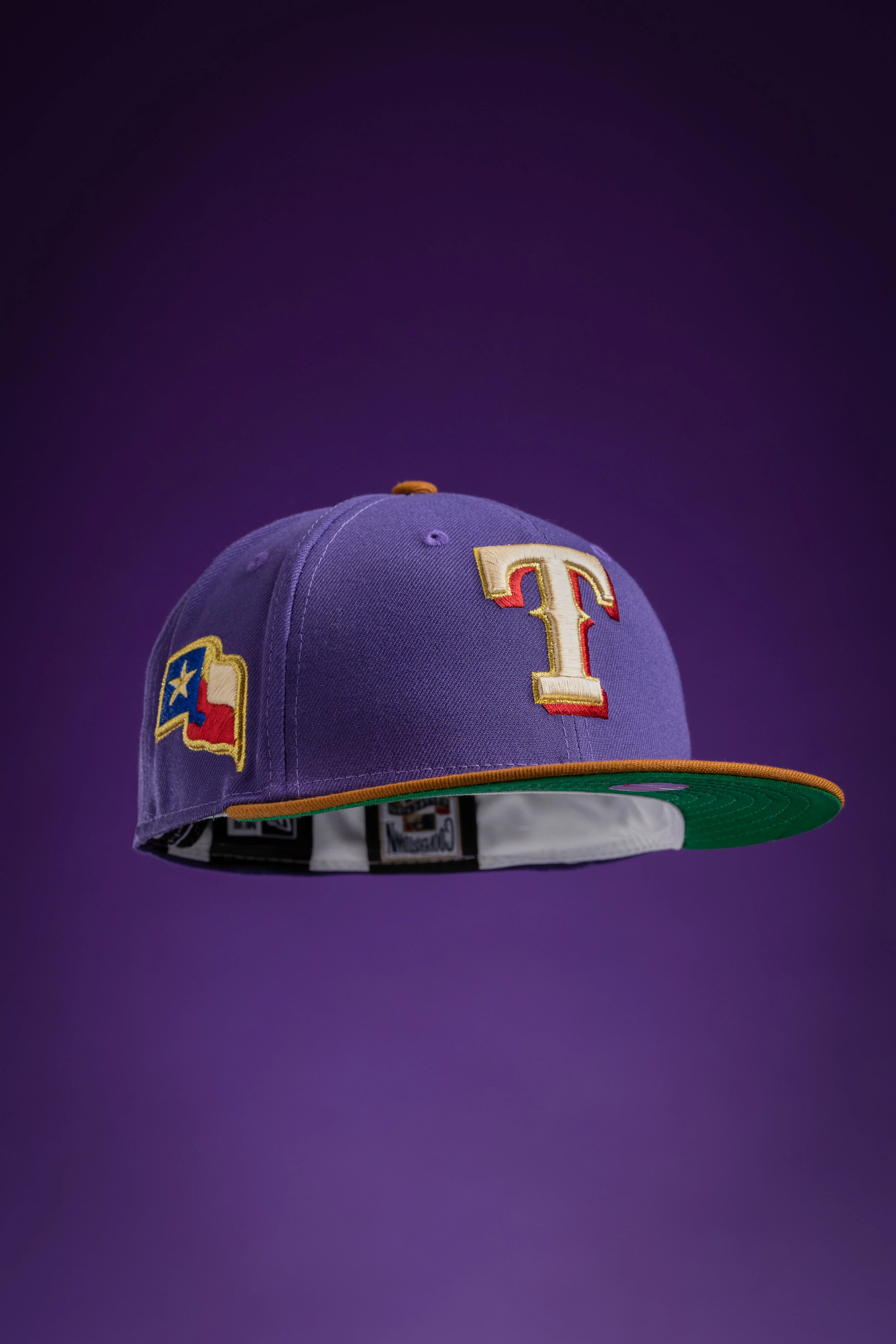NEW ERA "PURPLE COAT" TEXAS RANGERS FITTED HAT (ORCHID PURPLE/TOASTED PEANUT) - Image 2