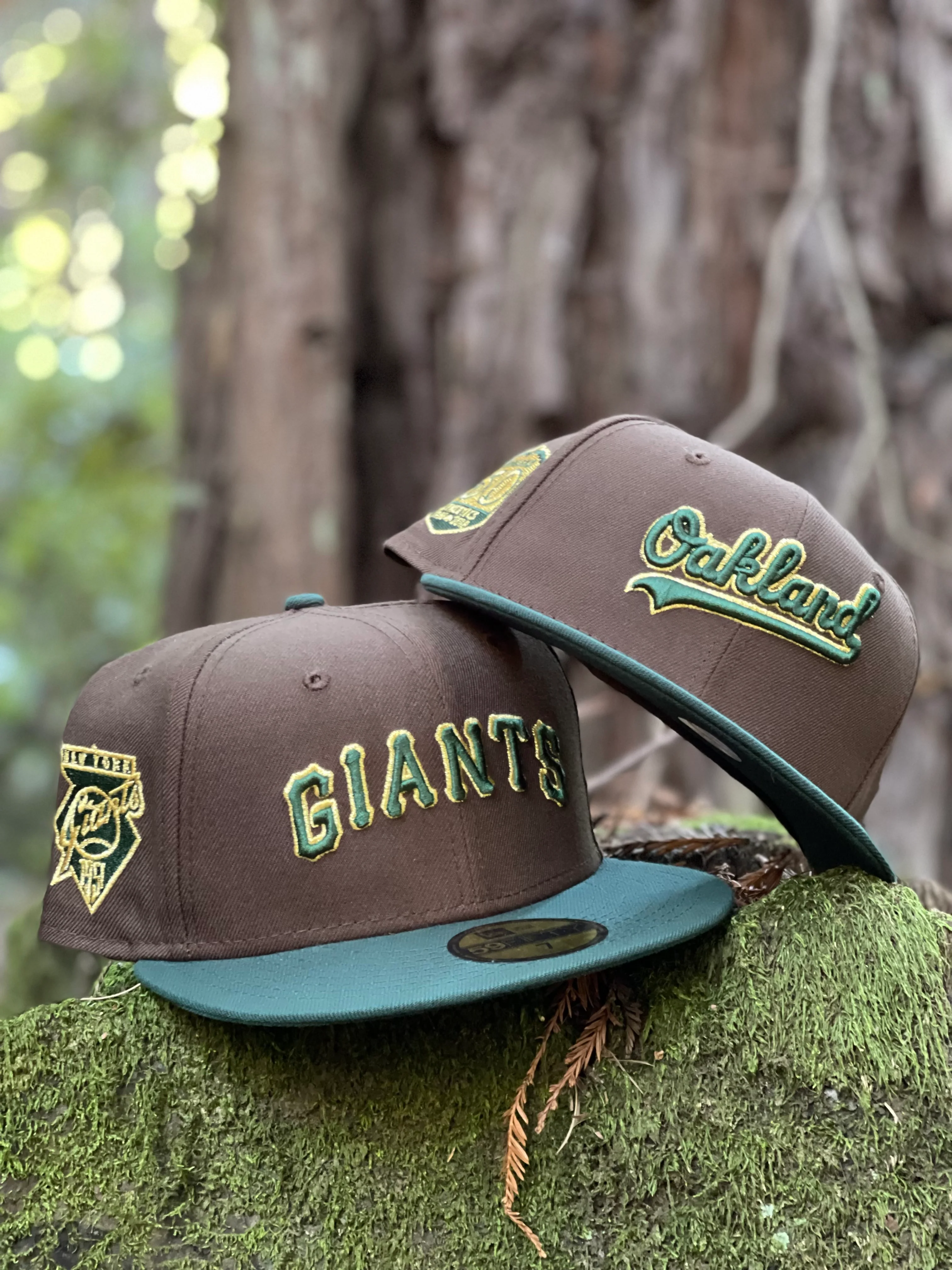NEW ERA "BEEF & BROCCOLLI" OAKLAND A'S FITTED HAT (WALNUT/DARK GREEN)