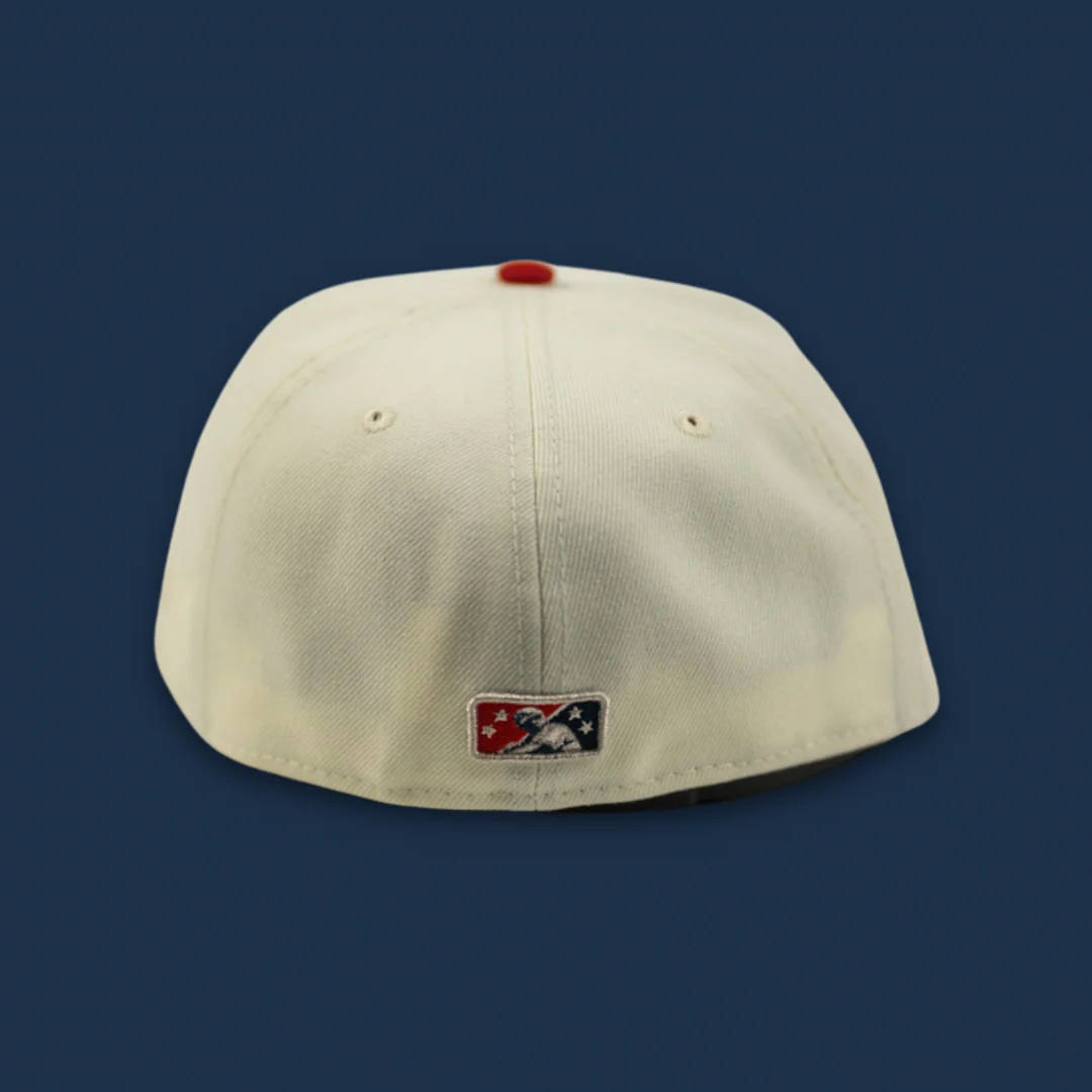 NEW ERA “BULLDOG” BIRMINGHAM BARONS FITTED HAT (CHROME WHITE/RED/NAVY BLUE) - Image 3