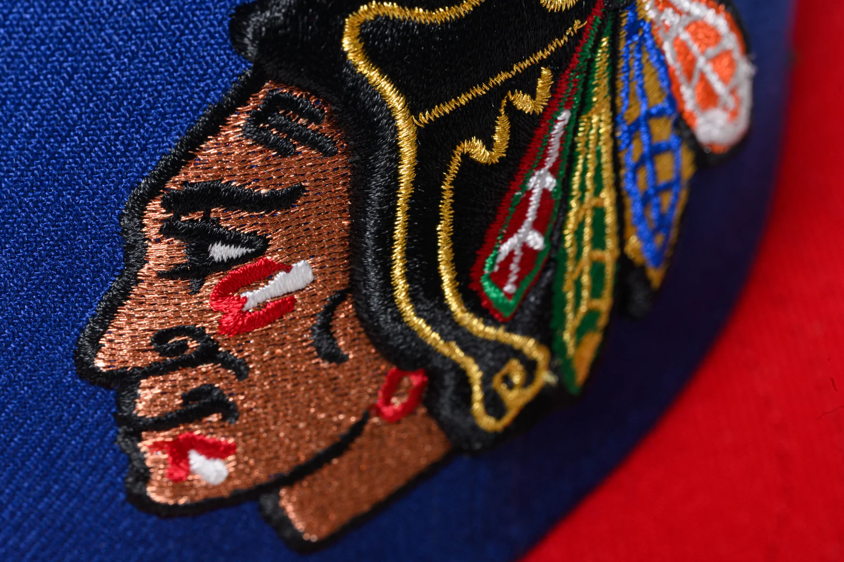 NEW ERA "LAPU LAPU" CHICAGO BLACKHAWKS FITTED HAT (DARK ROYAL/ RED) - Image 7