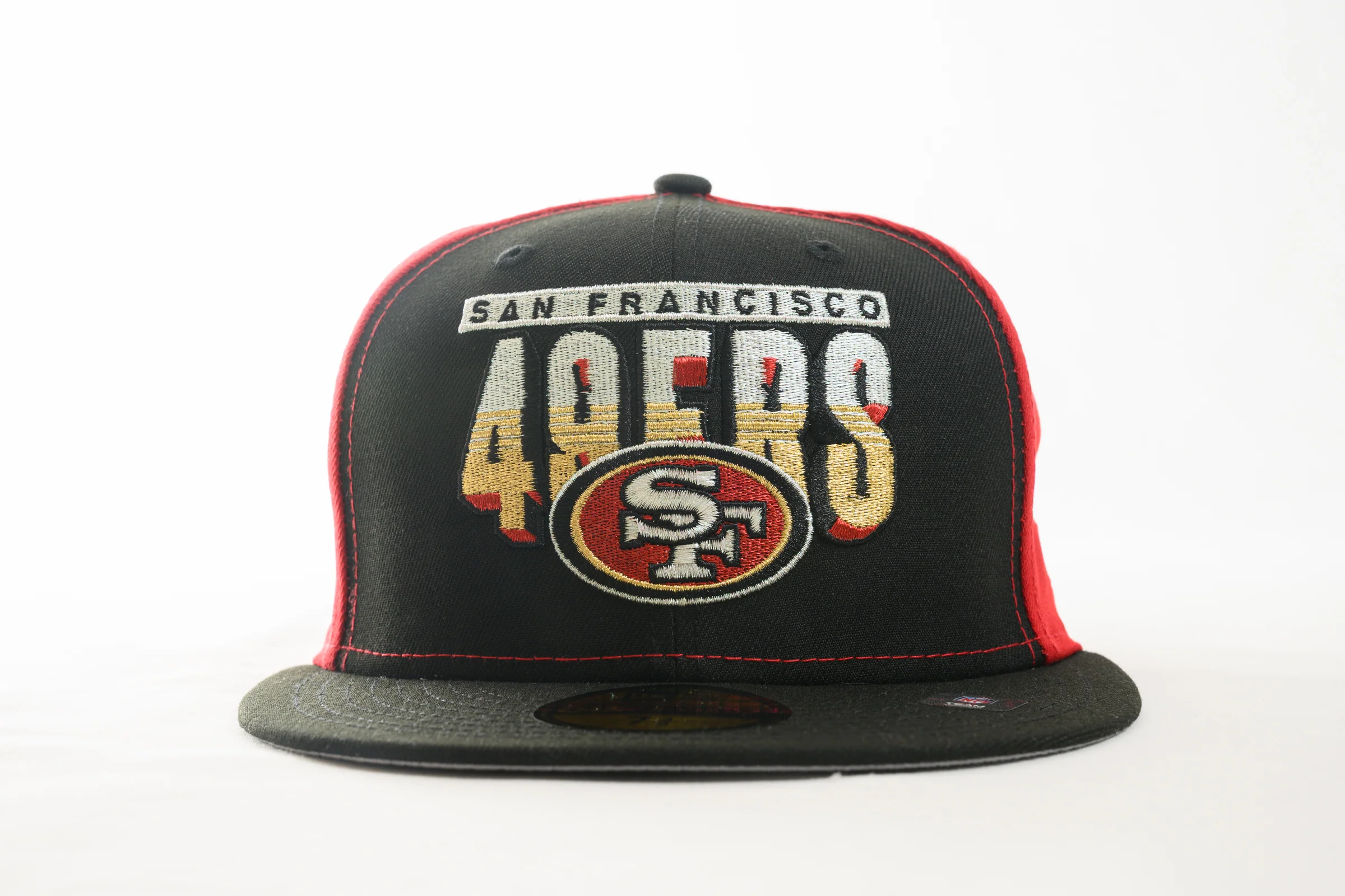 NEW ERA "COLOR BLOCK" SAN FRANCISCO 49ERS FITTED HAT (BLACK/RED) - Image 4