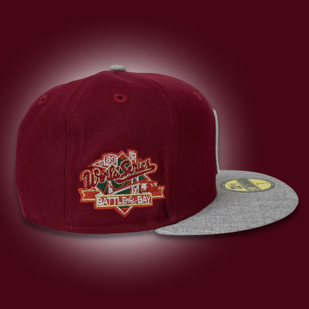 NEW ERA "BIG GAME" OAKLAND ATHLETICS FITTED HAT (CARDINAL RED/HEATHER GREY) - Image 2