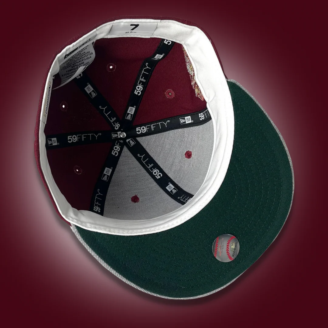 NEW ERA "BIG GAME" OAKLAND ATHLETICS FITTED HAT (CARDINAL RED/HEATHER GREY) - Image 5