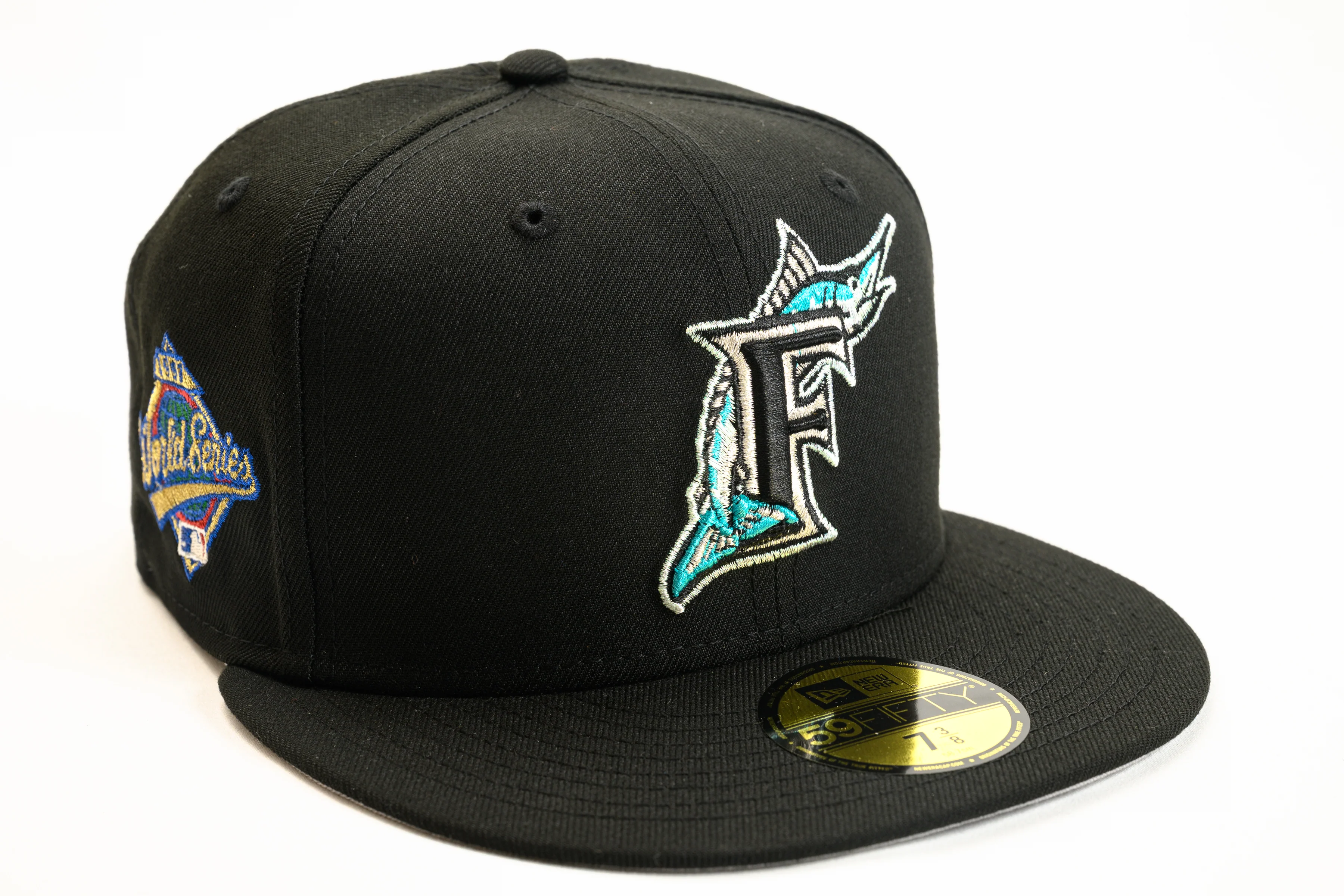 NEW ERA "DELUXE" FLORIDA MARLINS FITTED HAT (BLACK/TEAL)