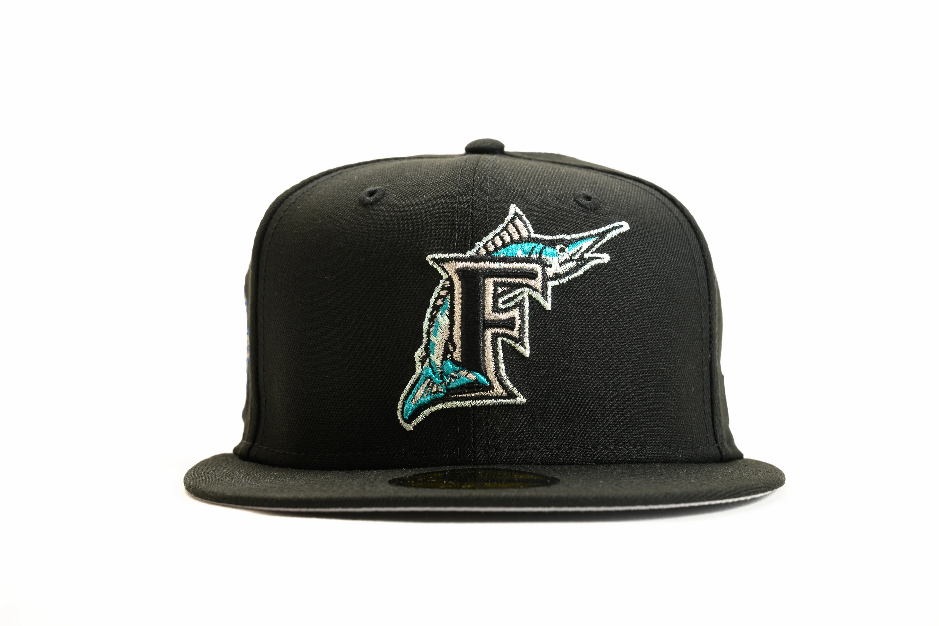 NEW ERA "DELUXE" FLORIDA MARLINS FITTED HAT (BLACK/TEAL) - Image 9