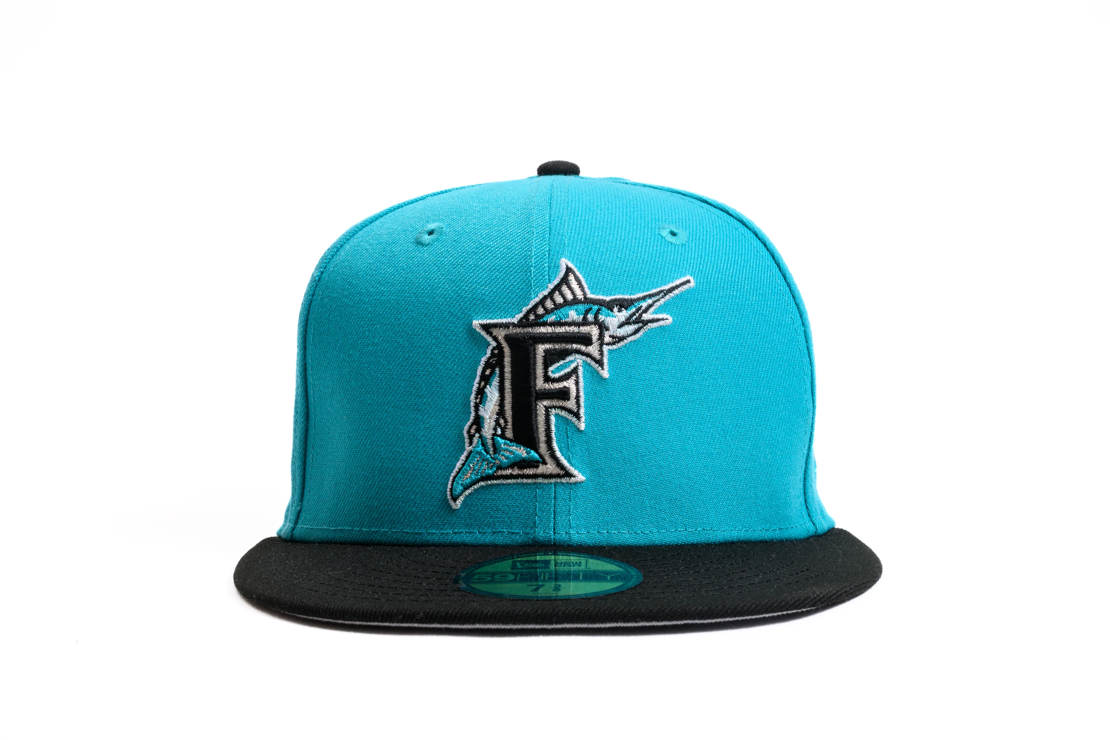 NEW ERA "DELUXE" FLORIDA MARLINS FITTED HAT (TEAL/BLACK) - Image 7
