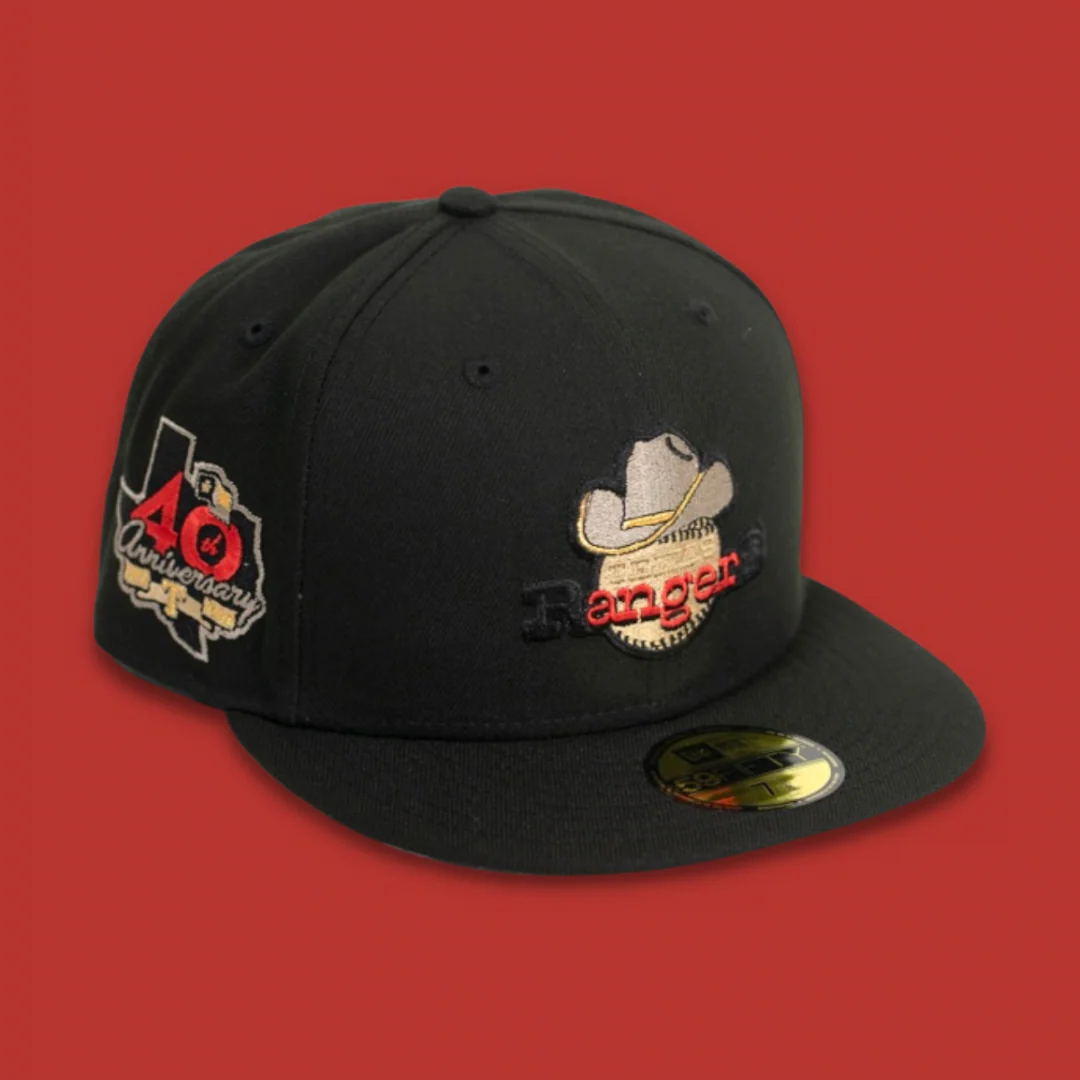 NEW ERA "EVIL BROTHER" TEXAS RANGERS FITTED HAT (BLACK//REAL TREE UV)
