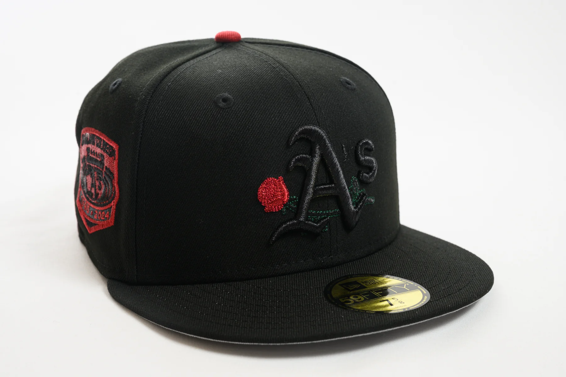 NEW ERA "FUNERAL SERVICE" OAKLAND A'S FITTED HAT (BLACK/RED)