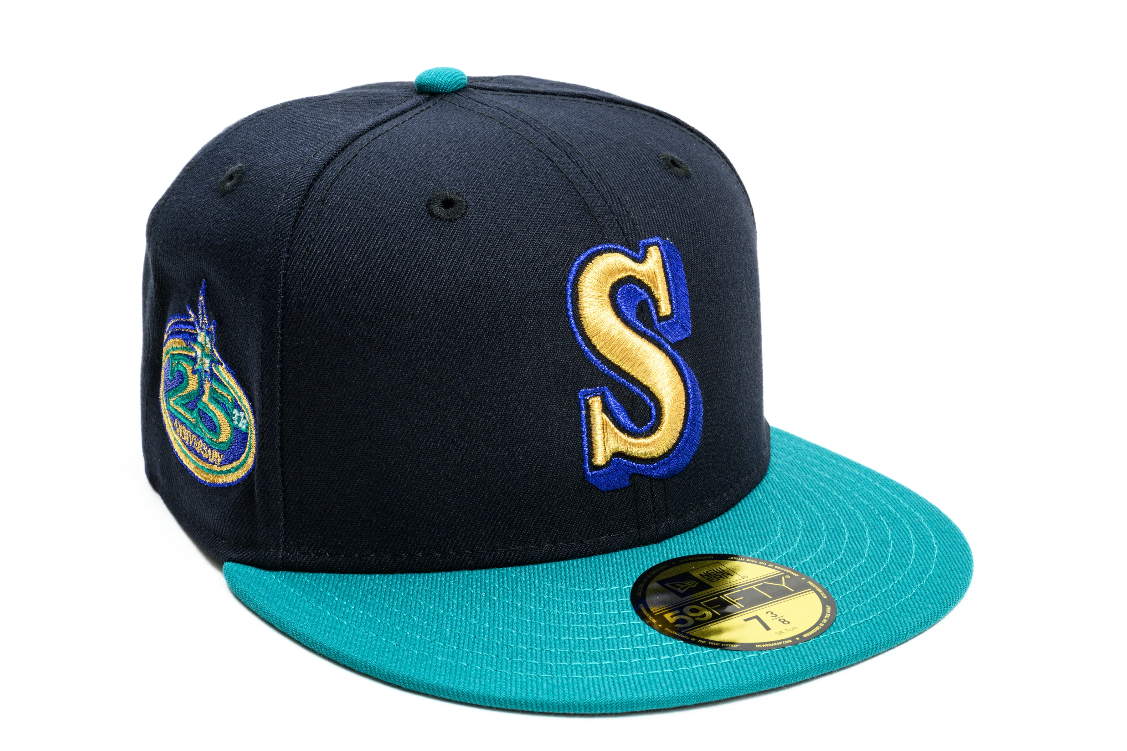 NEW ERA "NOW AND THEN” SEATTLE MARINERS FITTED HAT (NAVY/NORTHWEST GREEN)
