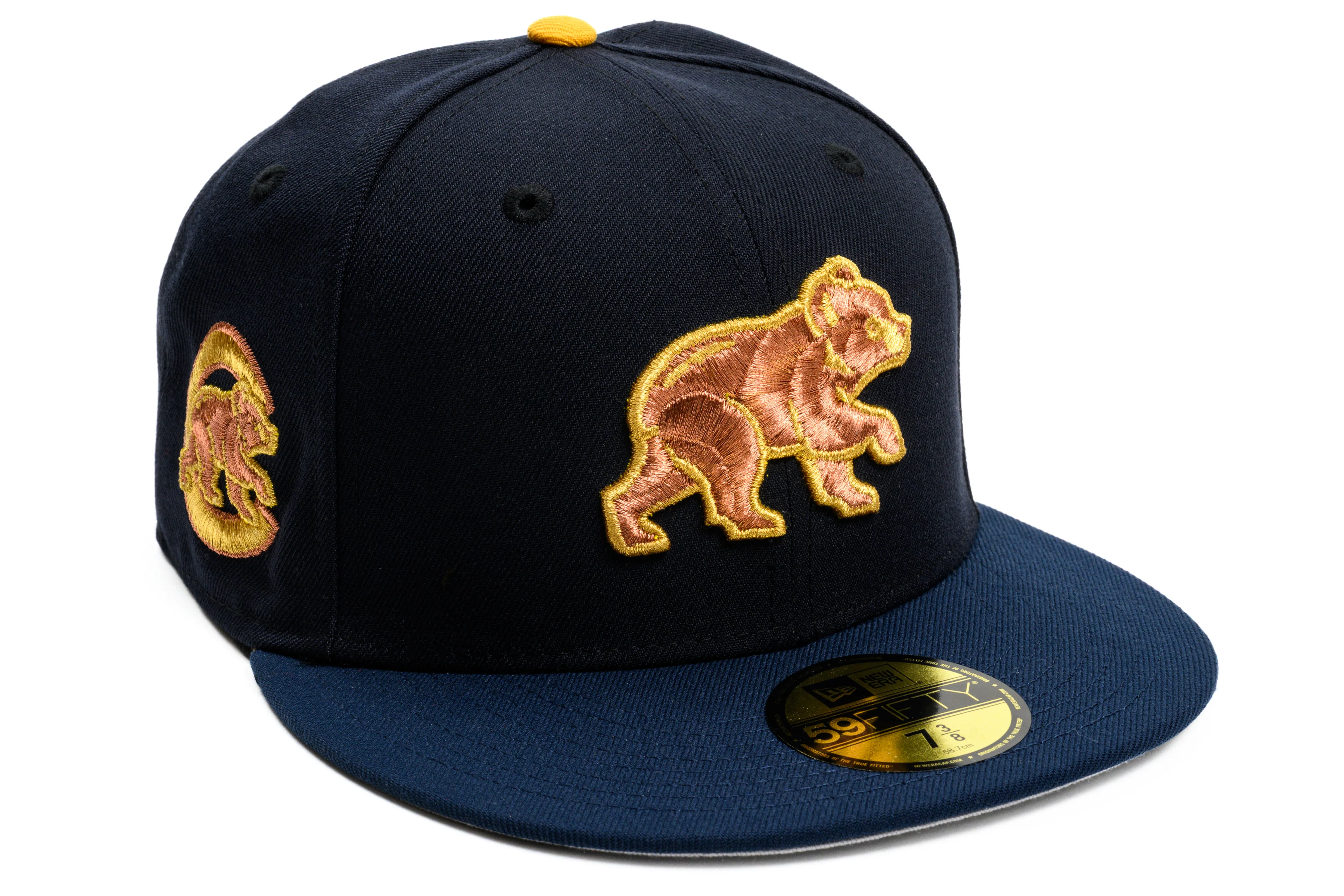 NEW ERA "GOLDEN BEAR" CHICAGO CUBS FITTED HAT (NAVY/OCEANSIDE BLUE/A GOLD)