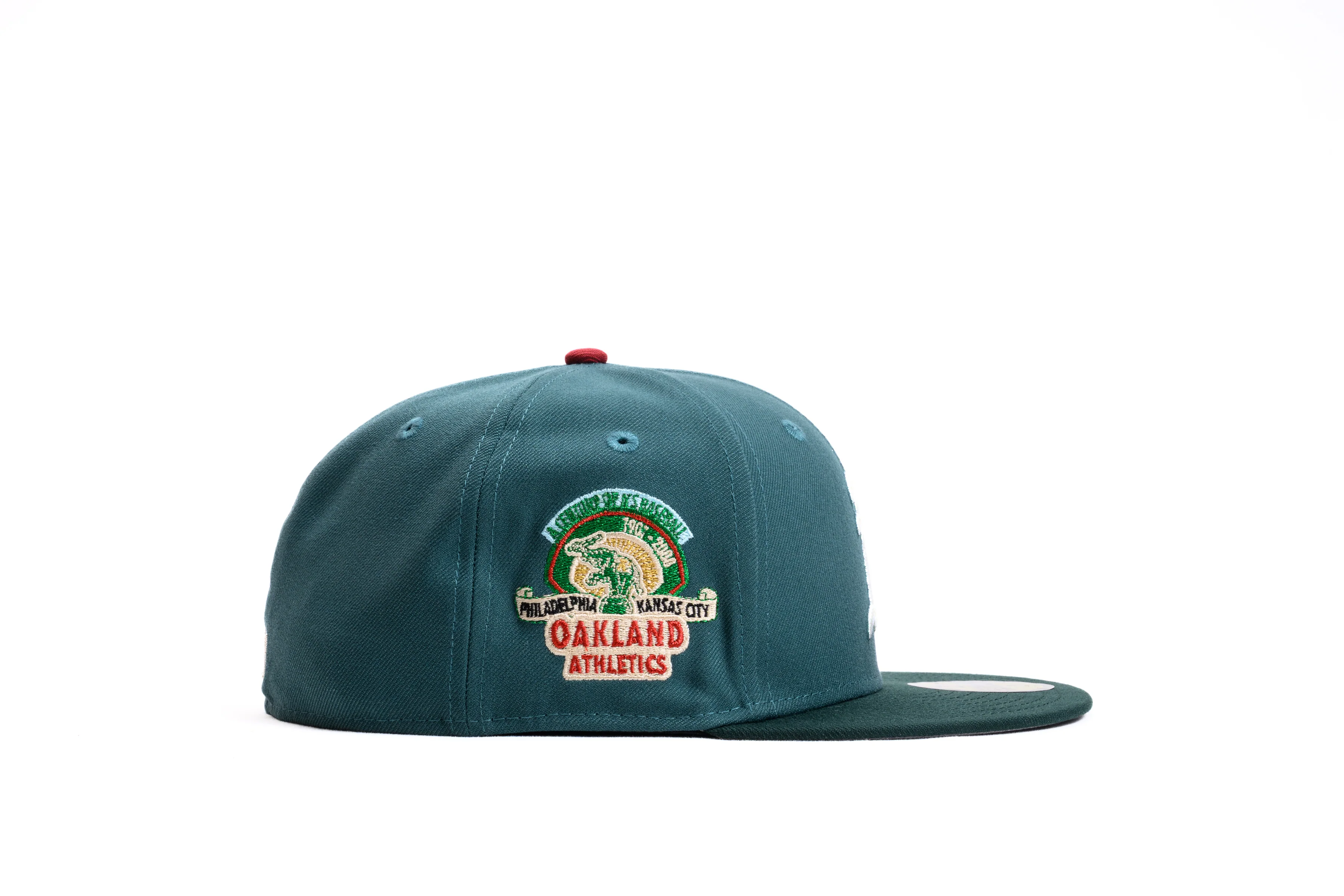 NEW ERA "GYPSYS" OAKLAND ATHLETICS FITTED HAT (PINE NEEDLE GREEN/DARKGREEN) - Image 6