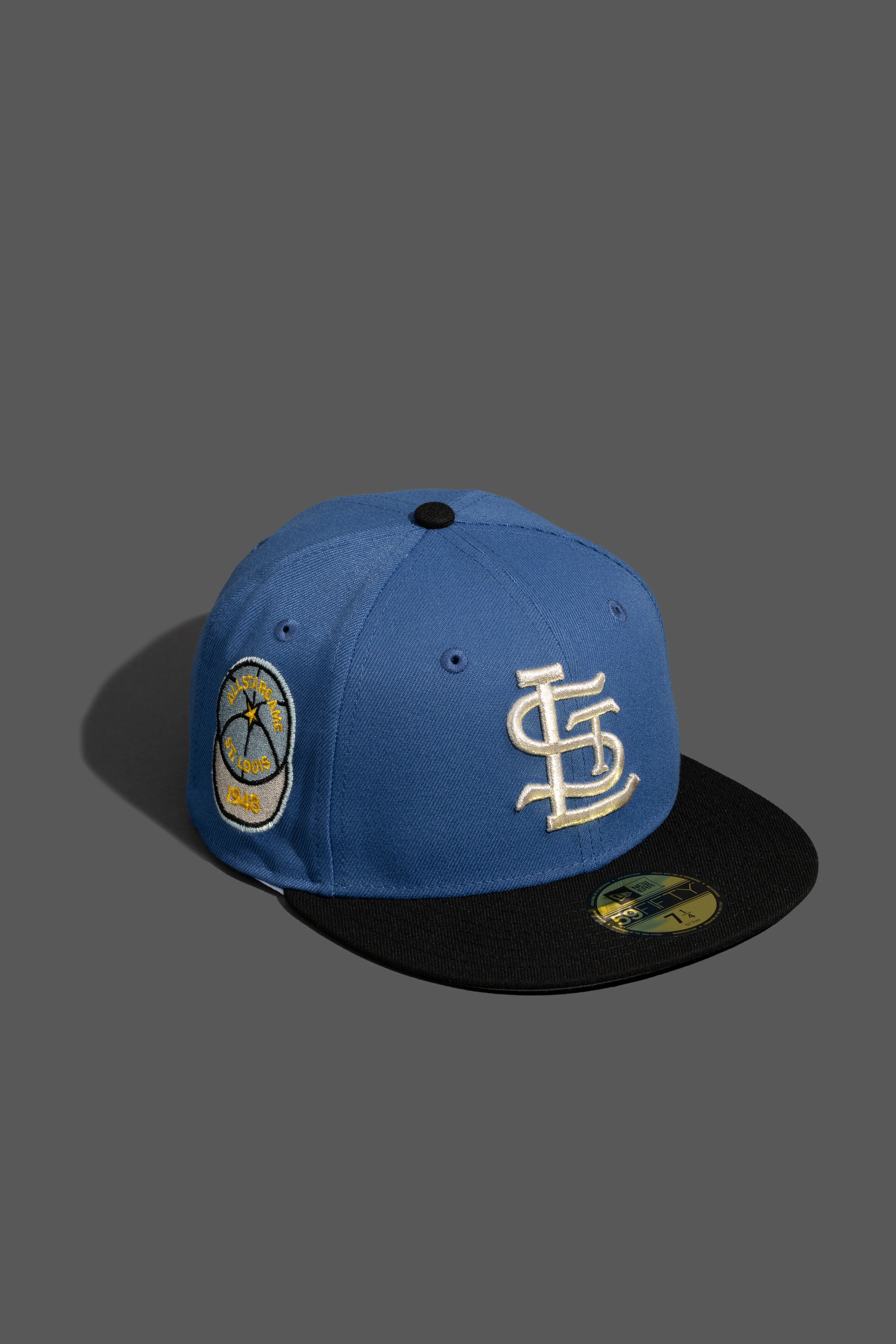 NEW ERA “STL" STL BROWNS FITTED HAT (BLUE/BLACK)