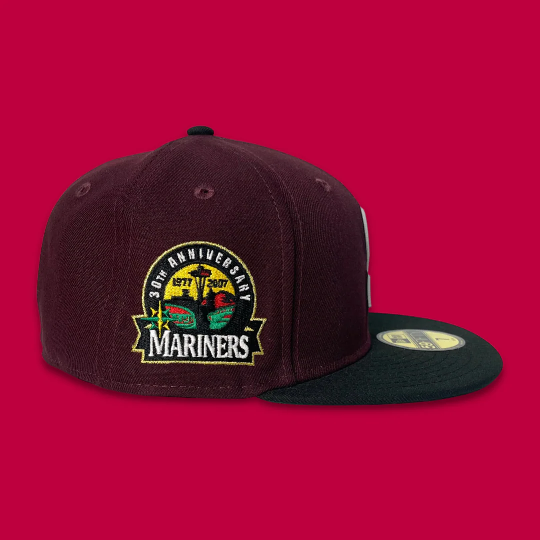 NEW ERA "IRIE TRIBE" SEATTLE MARINERS FITTED HAT (BURG/BLACK) - Image 3