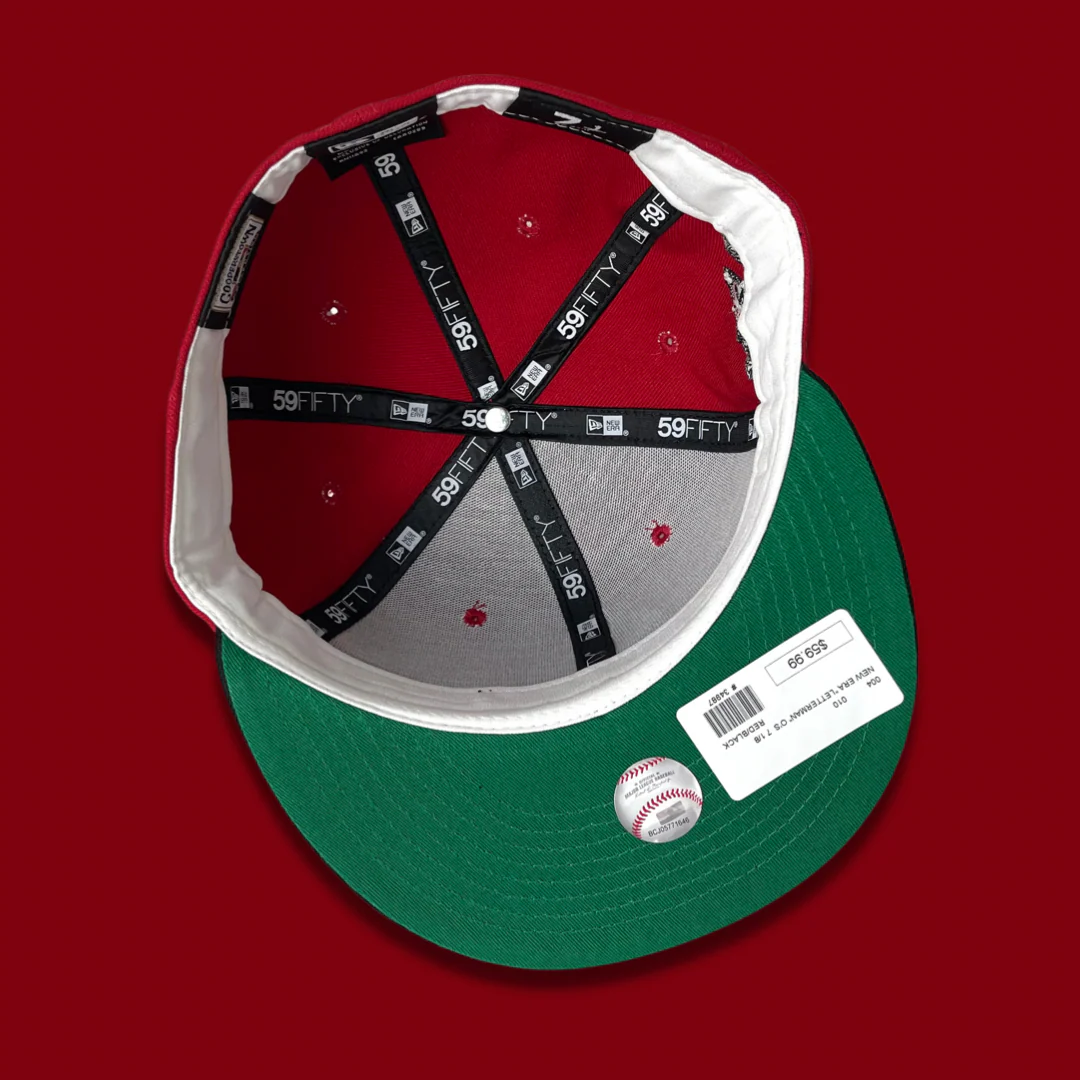 NEW ERA "LETTERMAN" BALTIMORE ORIOLES FITTED HAT (RED/BLACK/METALLIC SILVER) (SIZE 7 1/4, 7 3/8 & 7 5/8) - Image 3