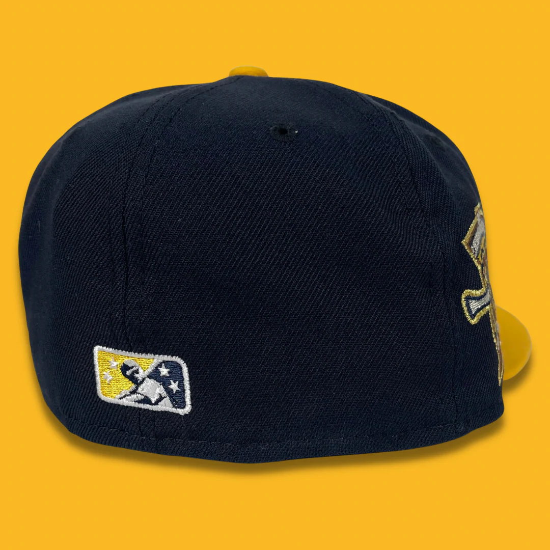 NEW ERA "LETTERMAN" BIRMINGHAM BARONS FITTED HAT (NAVY/GOLD) (SIZE 7 3/4) - Image 3