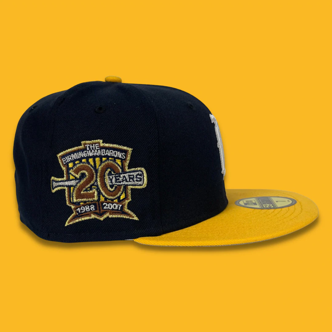 NEW ERA "LETTERMAN" BIRMINGHAM BARONS FITTED HAT (NAVY/GOLD) (SIZE 7 3/4) - Image 4