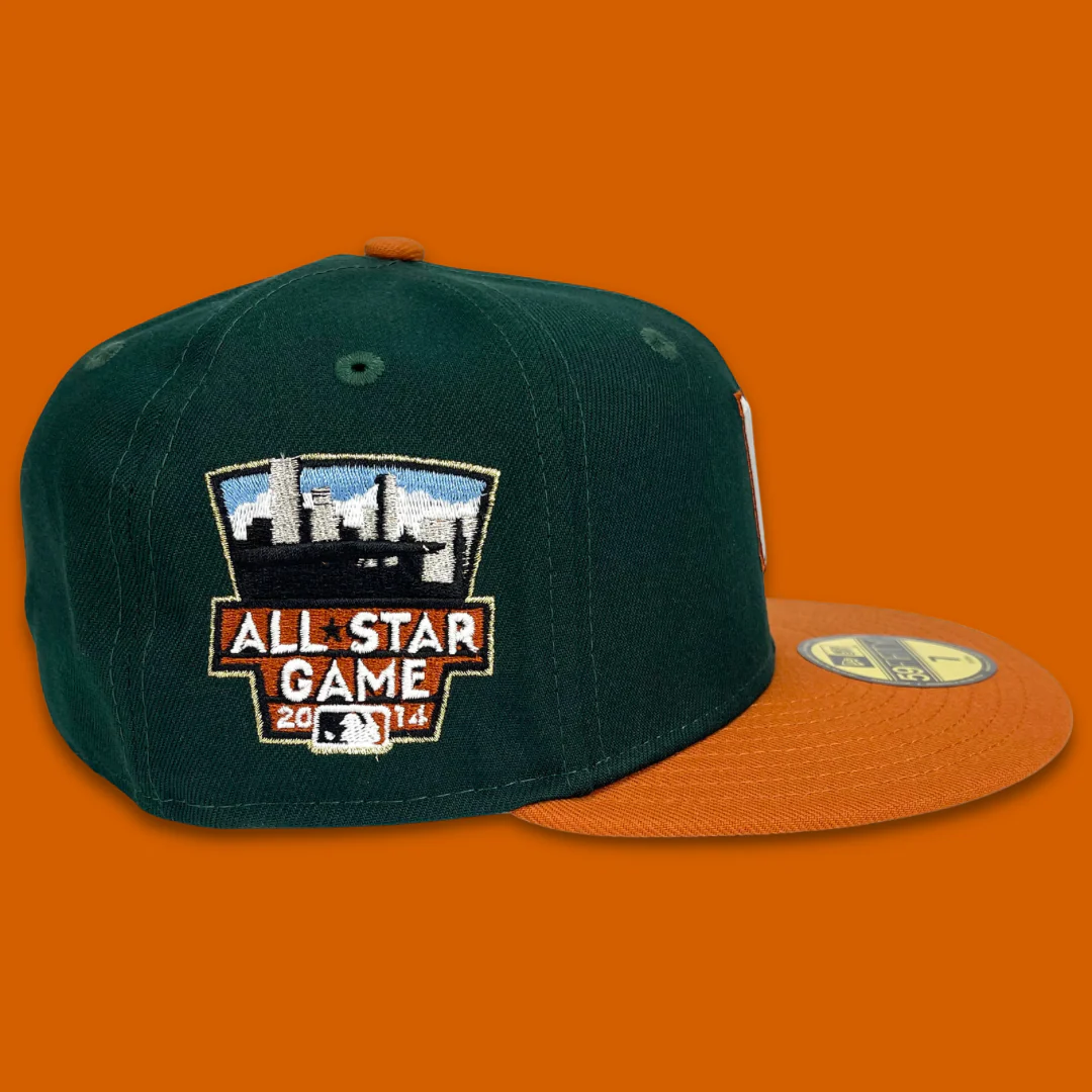 NEW ERA "LETTERMAN" MINNESOTA TWINS FITTED HAT (DARK GREEN/ORANGE) - Image 2