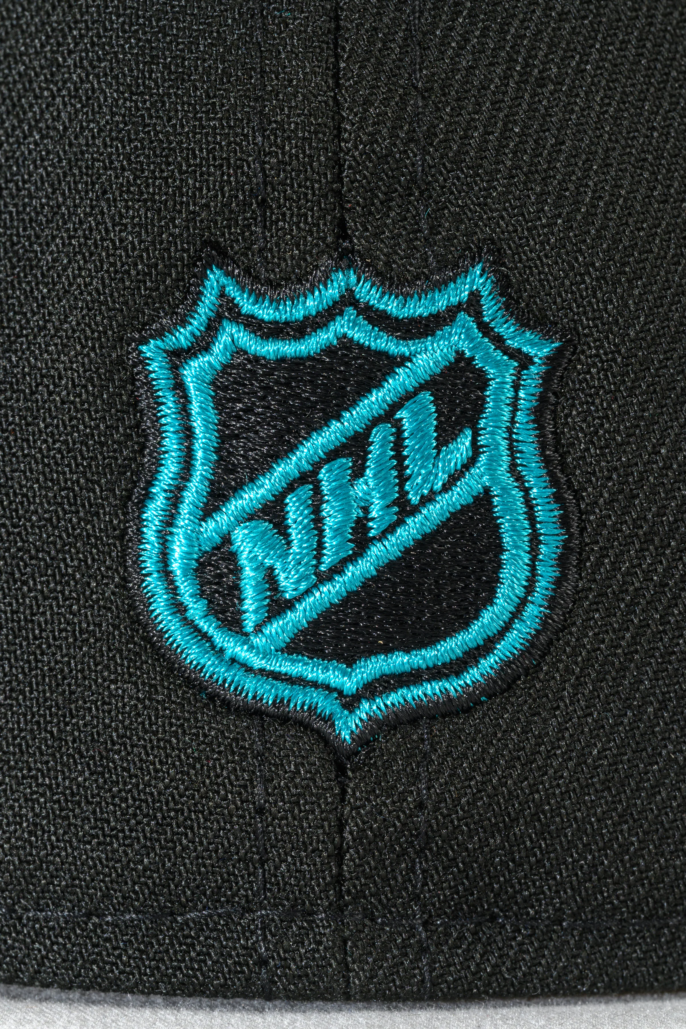 NEW ERA "NIGHT SWIM" SAN JOSE SHARKS FITTED HAT (BLACK/NAVY/TEAL) - Image 3