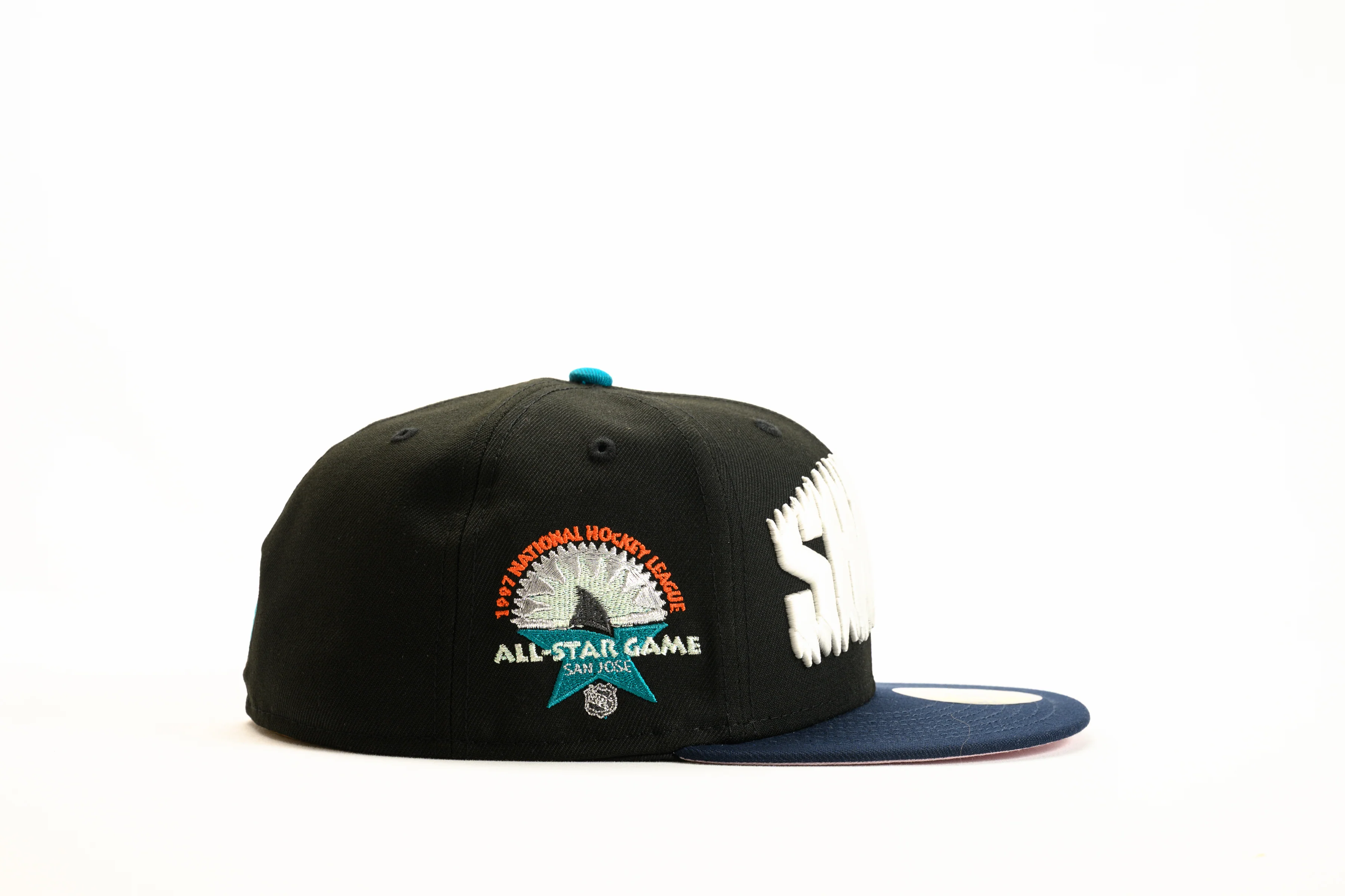 NEW ERA "NIGHT SWIM" SAN JOSE SHARKS FITTED HAT (BLACK/NAVY/TEAL) - Image 5