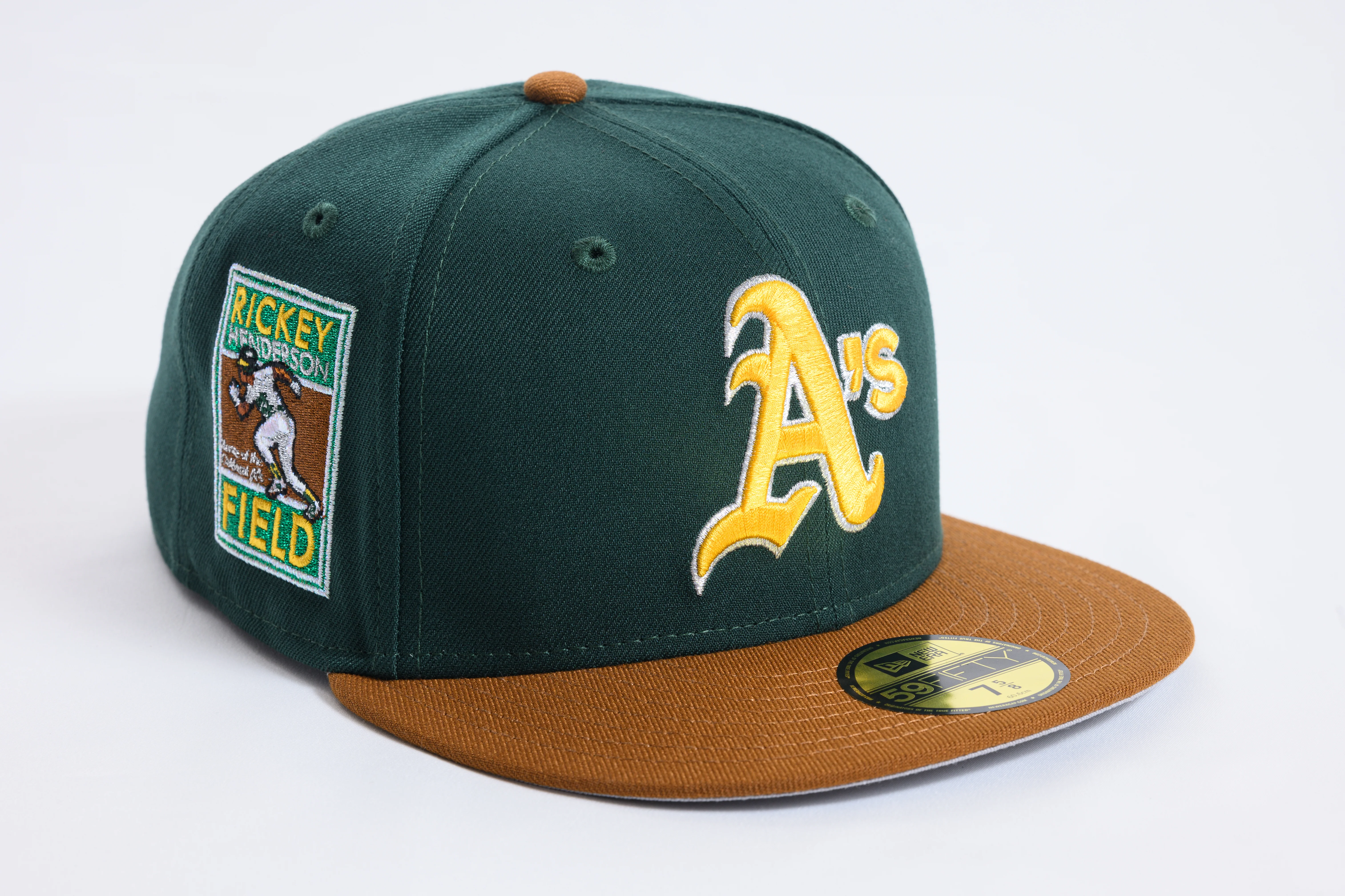 NEW ERA "OAKLAND INFIELD 2.0" OAKLAND ATHLETICS FITTED HAT (DARK GREEN/TOASTED PEANUT)