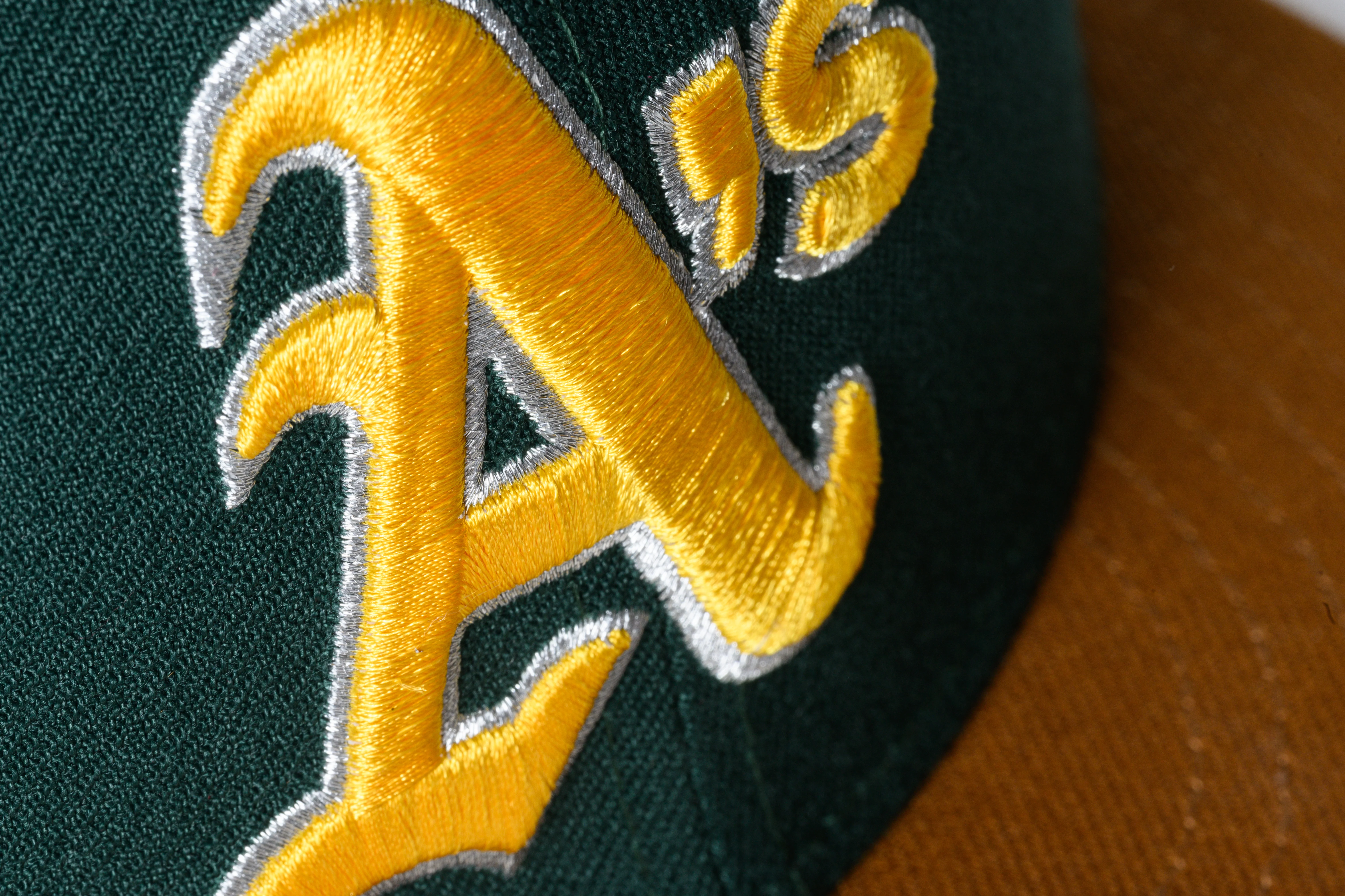NEW ERA "OAKLAND INFIELD 2.0" OAKLAND ATHLETICS FITTED HAT (DARK GREEN/TOASTED PEANUT) - Image 6