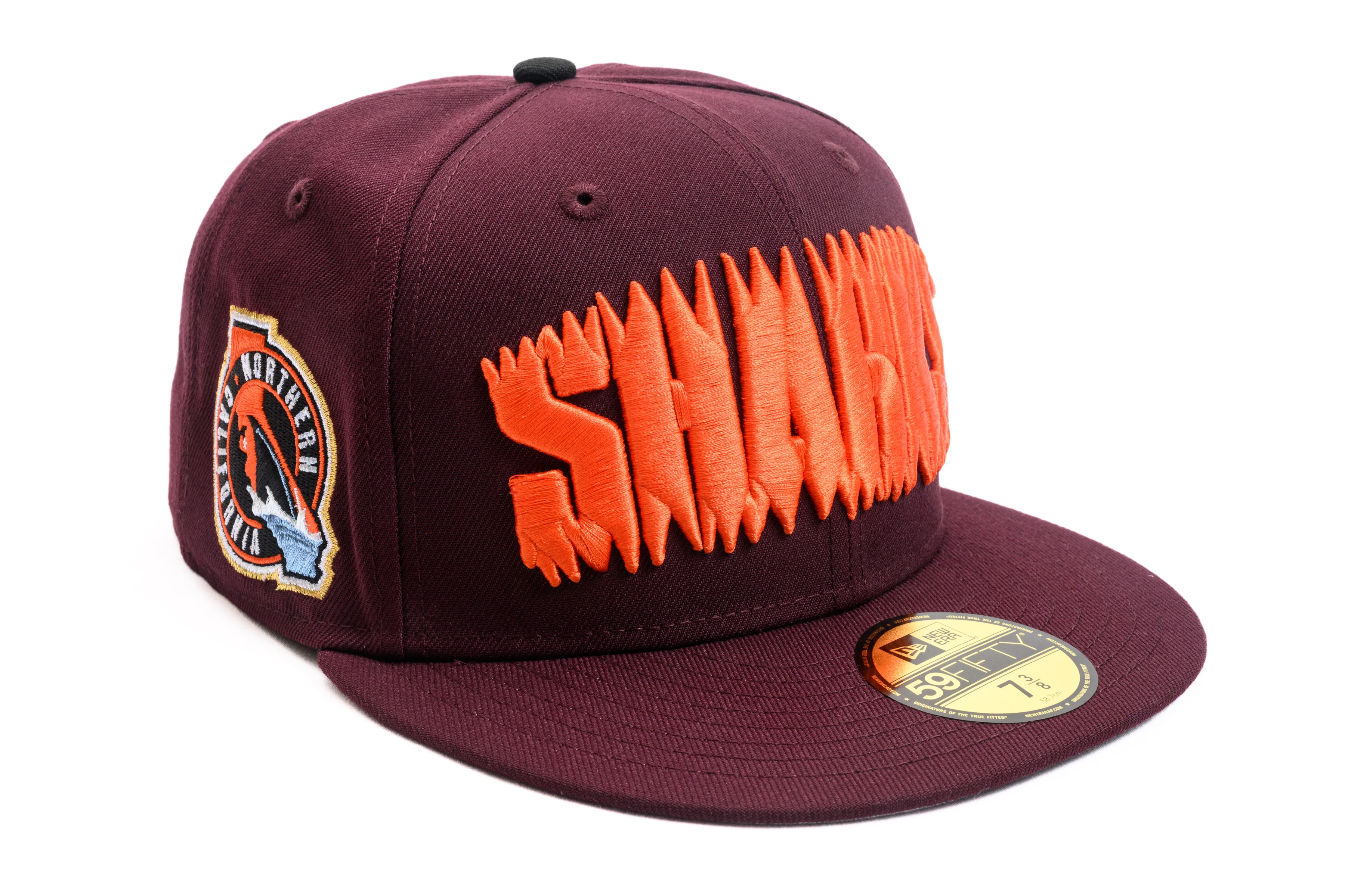 NEW ERA "ORANGE" SAN JOSE SHARKS FITTED HAT (MAROON/BLACK)