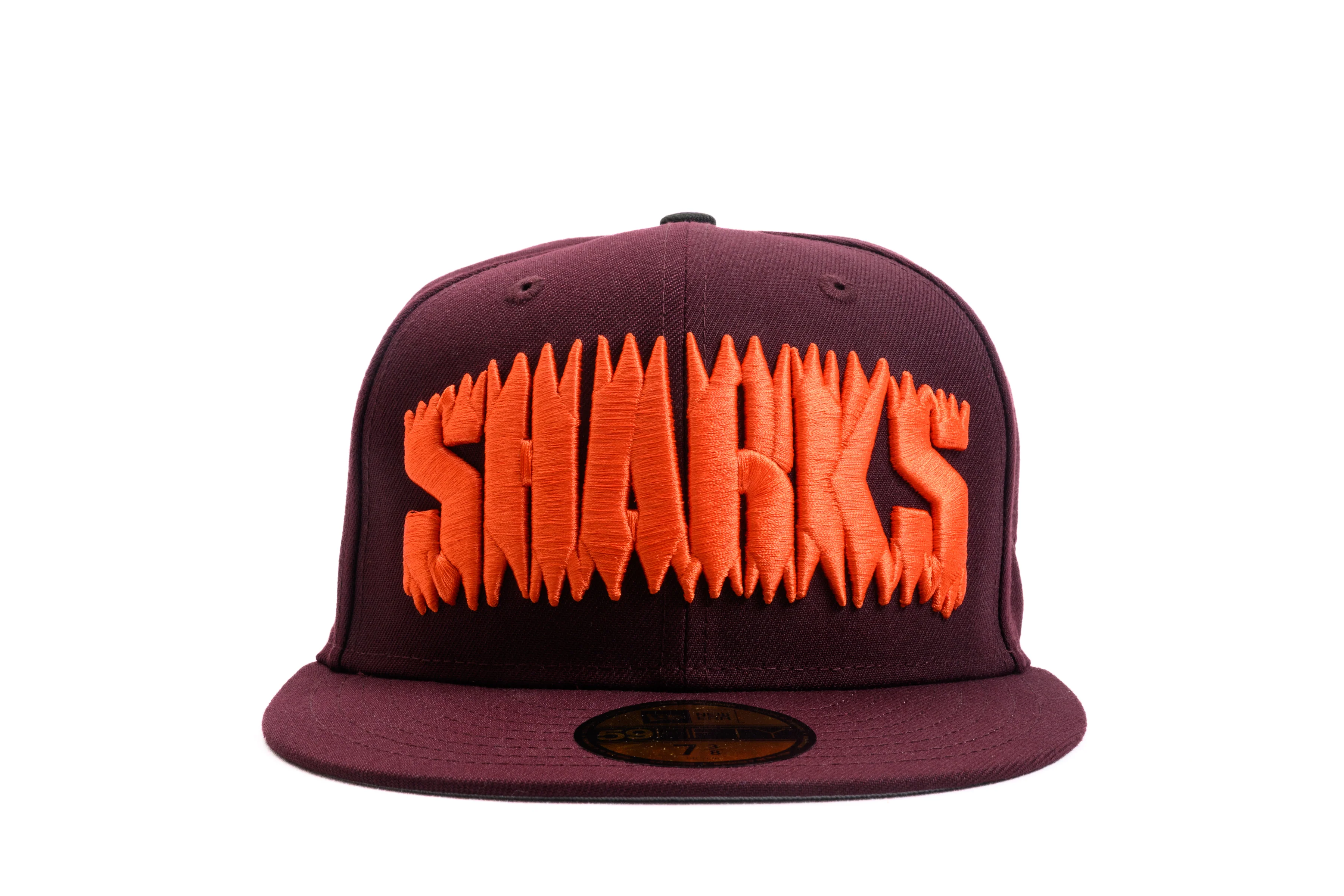 NEW ERA "ORANGE" SAN JOSE SHARKS FITTED HAT (MAROON/BLACK) - Image 7