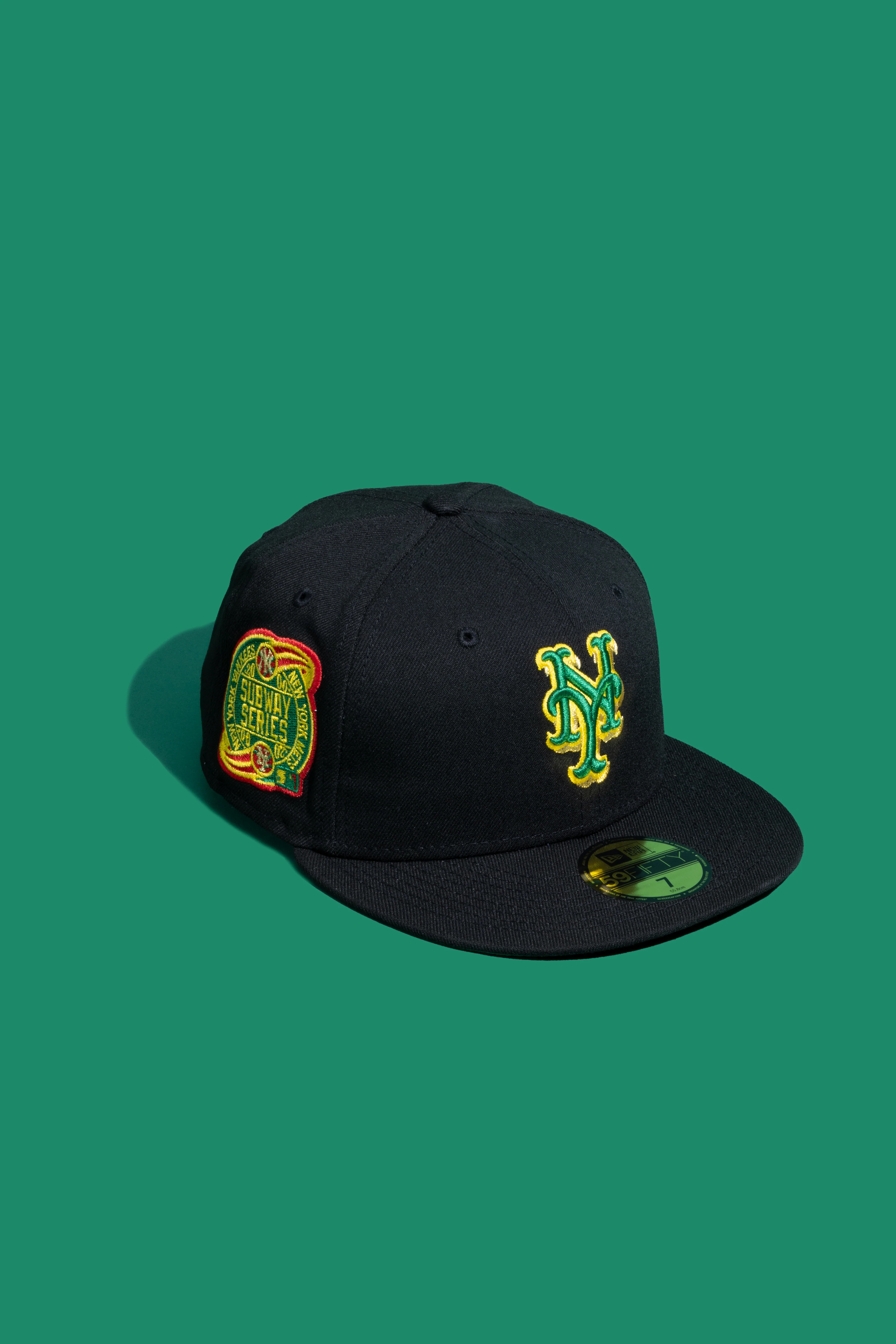 NEW ERA "OX" NEW YORK METS FITTED HAT (BLACK/GREEN/GOLD)