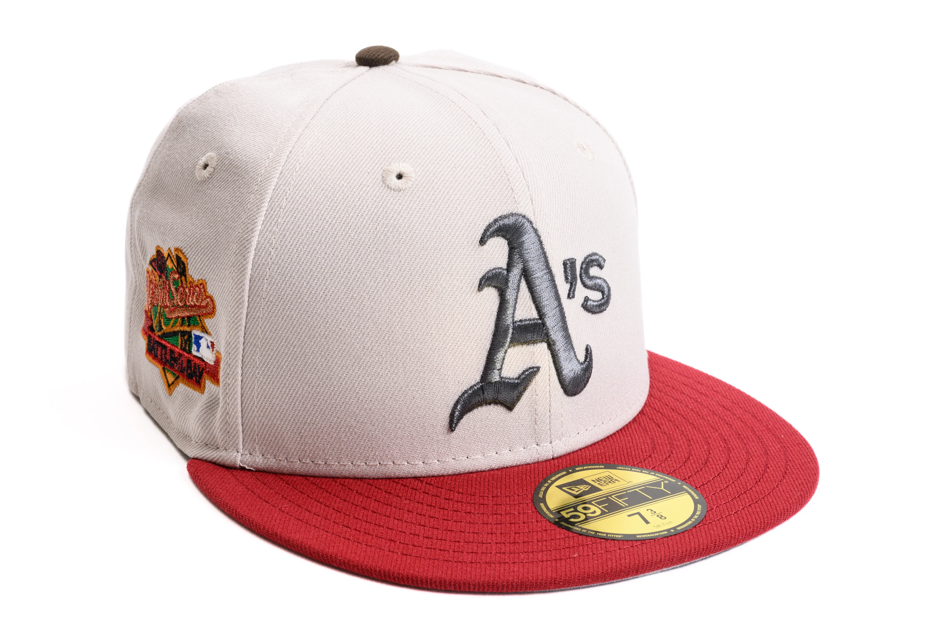 NEW ERA "PIE QUEEN" OAKLAND A'S FITTED HAT (STONE/BRICK RED)