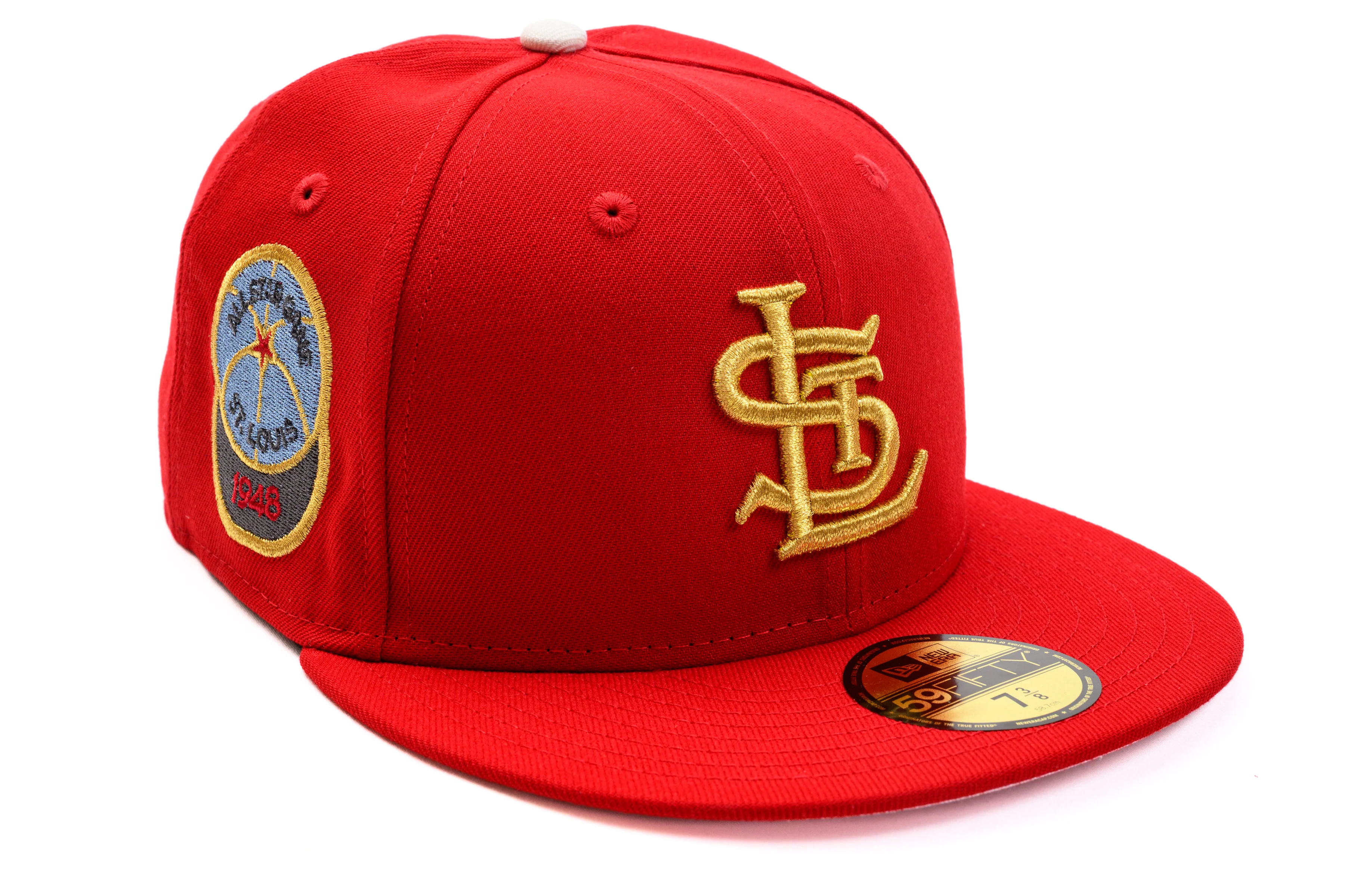 NEW ERA "RED" ST. LOUIS BROWNS FITTED HAT (RED/CHROME/PINK)