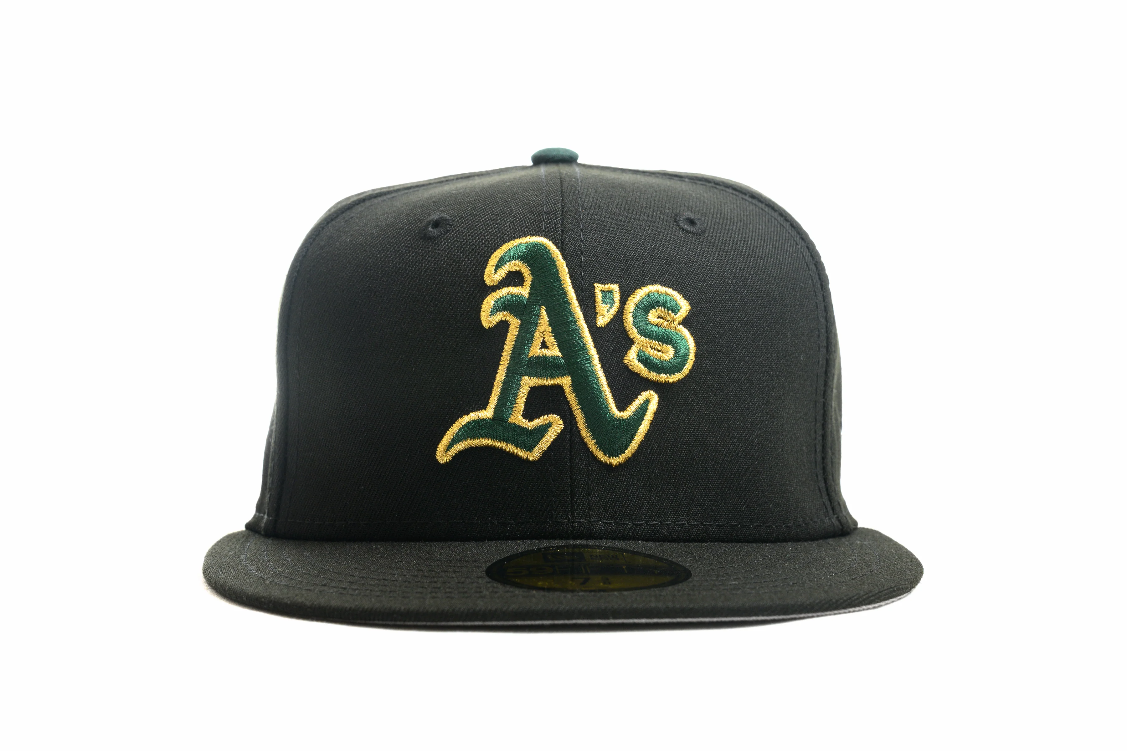 NEW ERA "RETRO" OAKLAND A'S FITTED HAT (BLACK/DARK GREEN) - Image 7