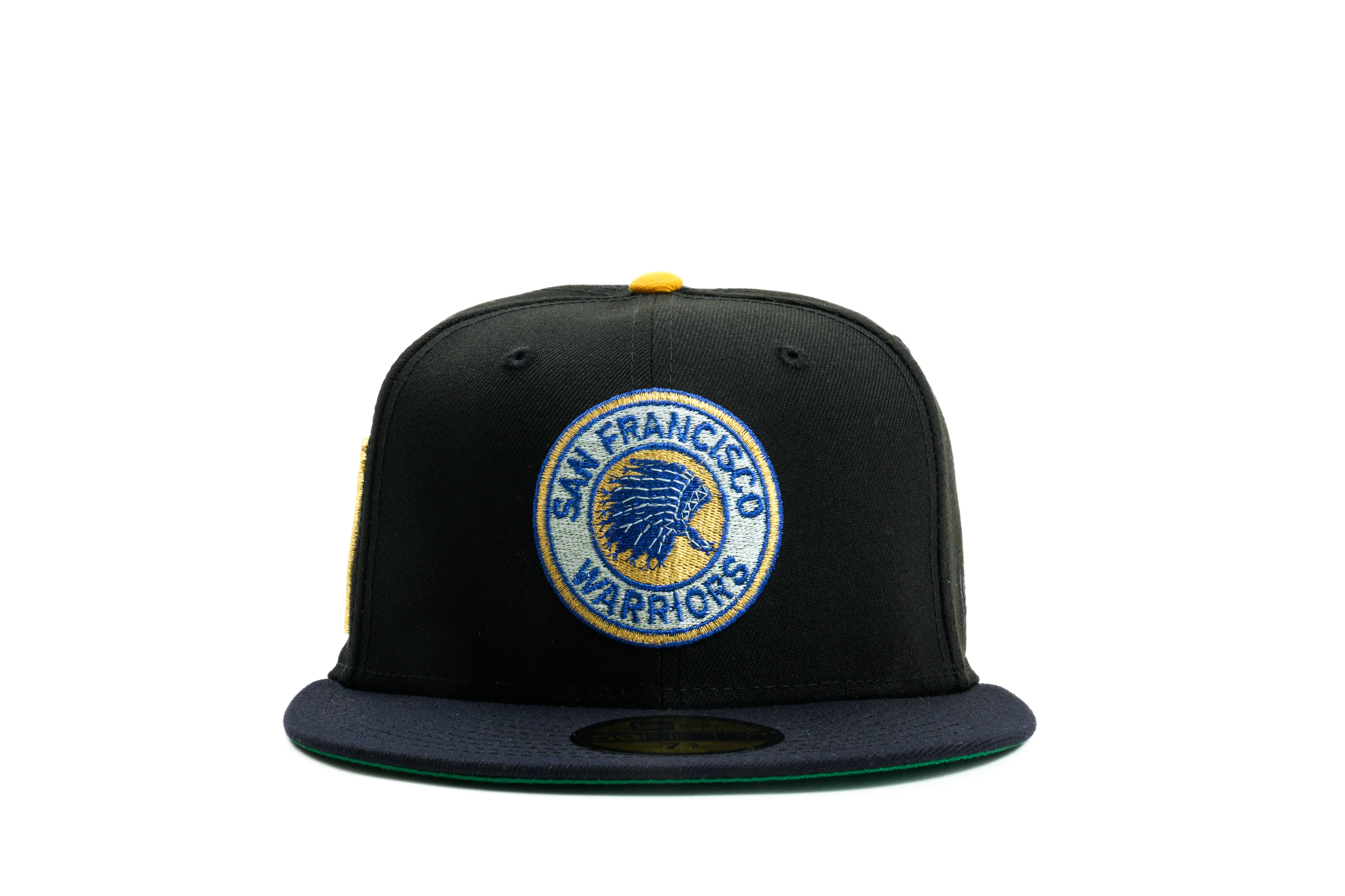 NEW ERA "RICK BARRY” SAN FRANCISCO WARRIORS FITTED HAT (BLACK/NAVY/YELLOW) (RE-STOCK) - Image 3