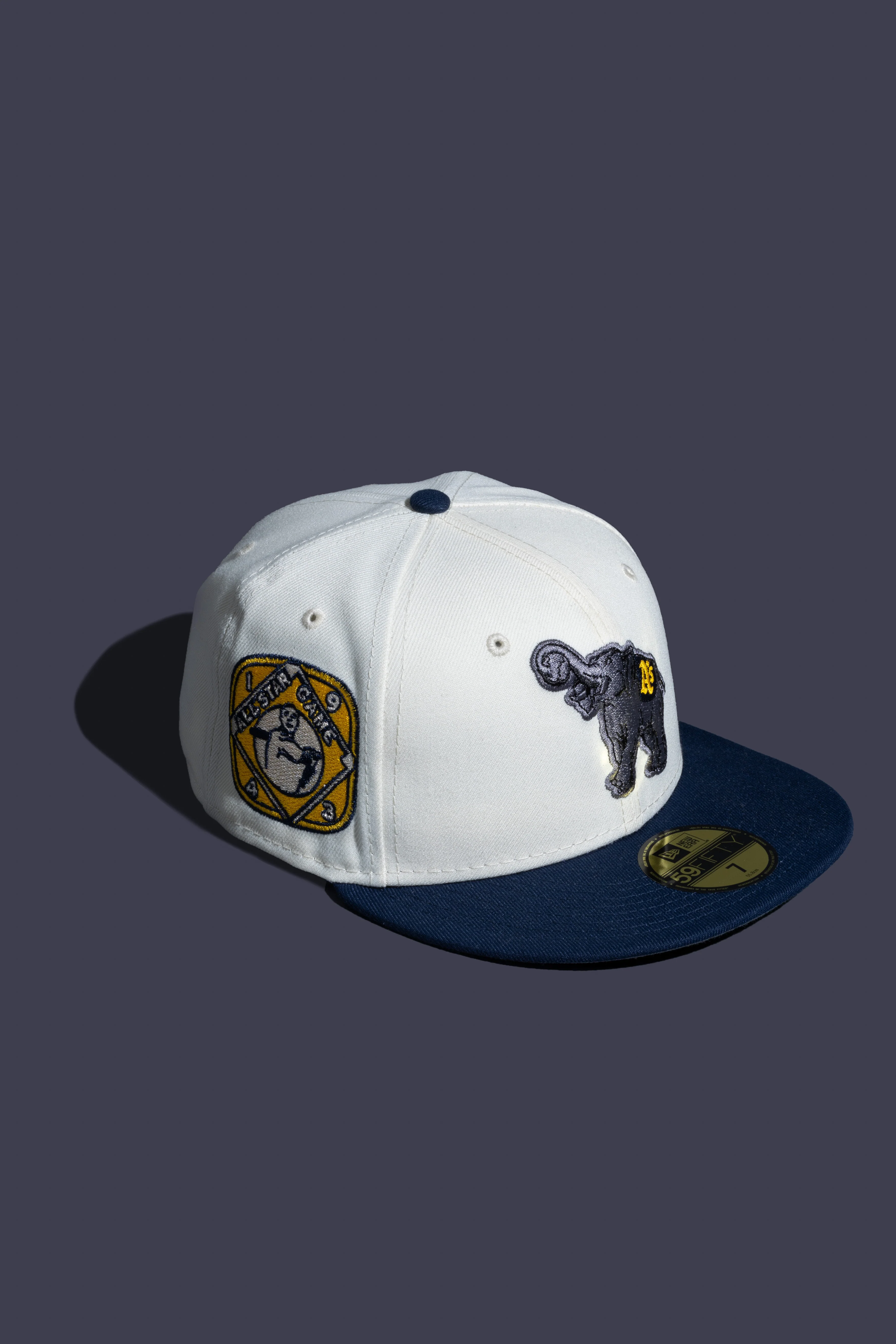 NEW ERA "RUN TMC" PHILADELPHIA ATHLETICS FITTED HAT (CHROME/OCEANSIDE BLUE))